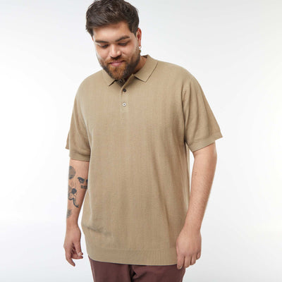 Polo en maille tricot manches courtes BEIGE