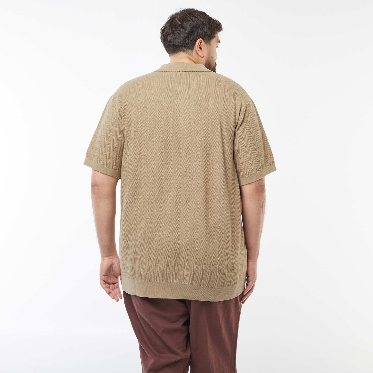 Polo en maille tricot manches courtes BEIGE