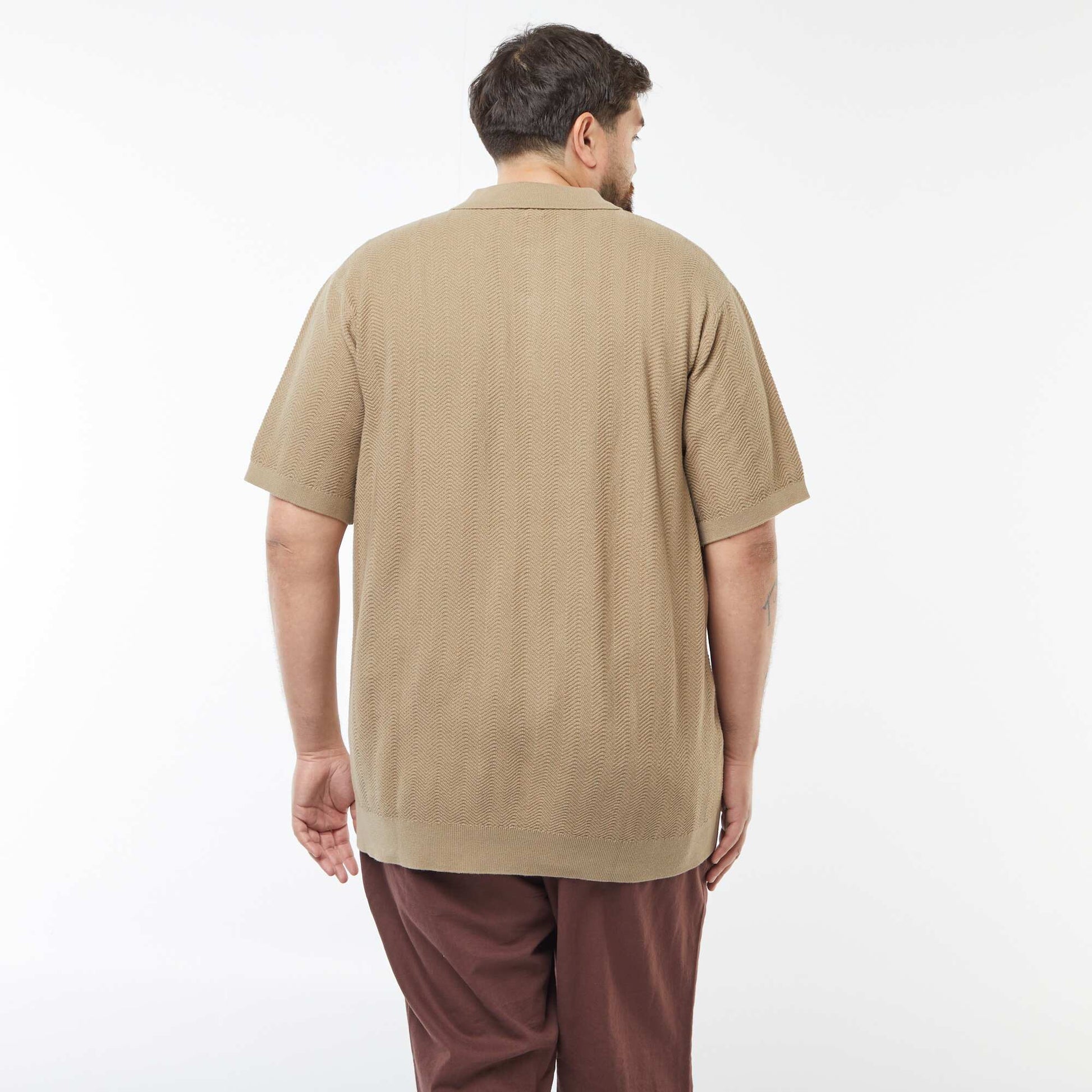 Polo en maille tricot manches courtes BEIGE