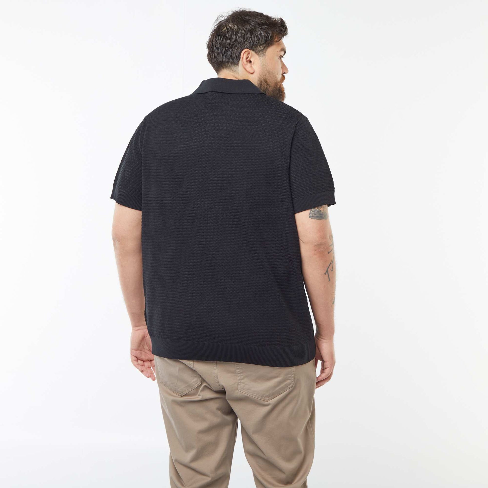 Polo en maille piqué manches courtes NOIR