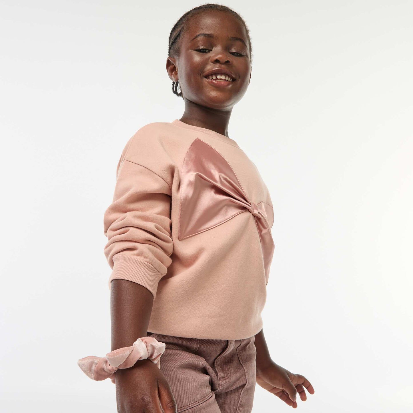 Sweat avec nœud en satin ROSE