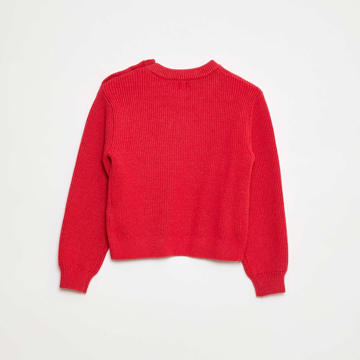 Pull maille côtelée avec épaule boutonnée ROUGE