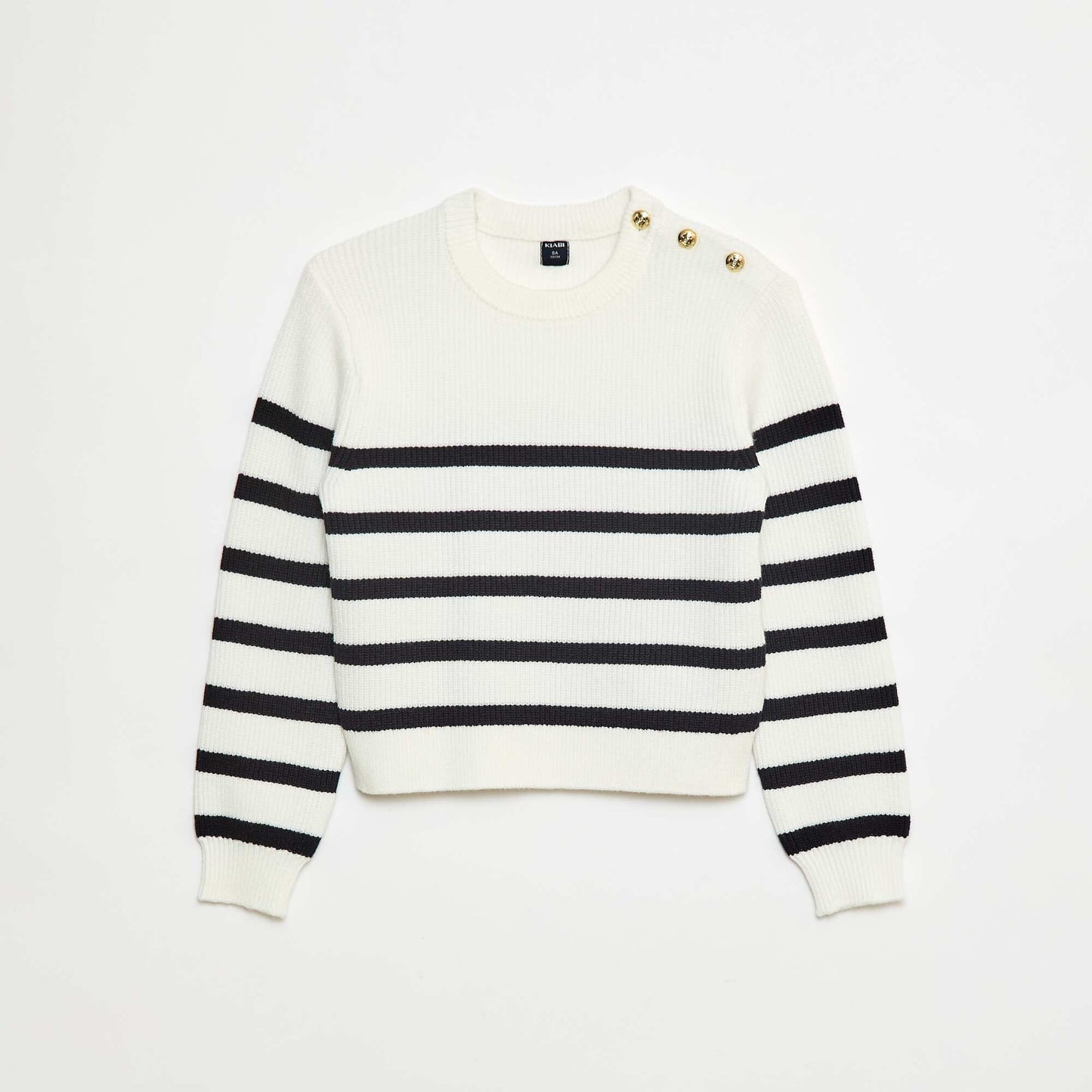 Pull maille côtelée avec épaule boutonnée MARINIèRE