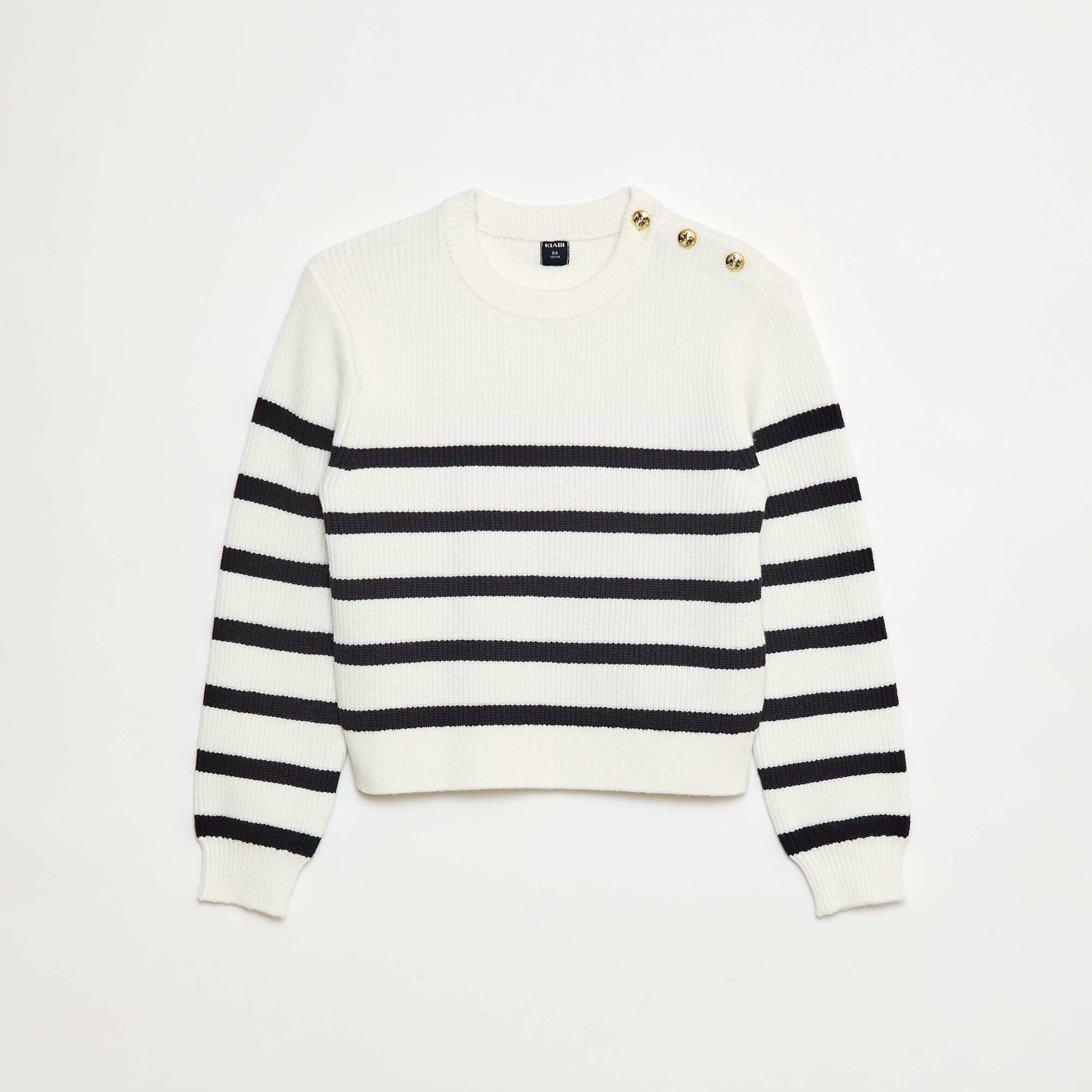 Pull maille côtelée avec épaule boutonnée MARINIèRE