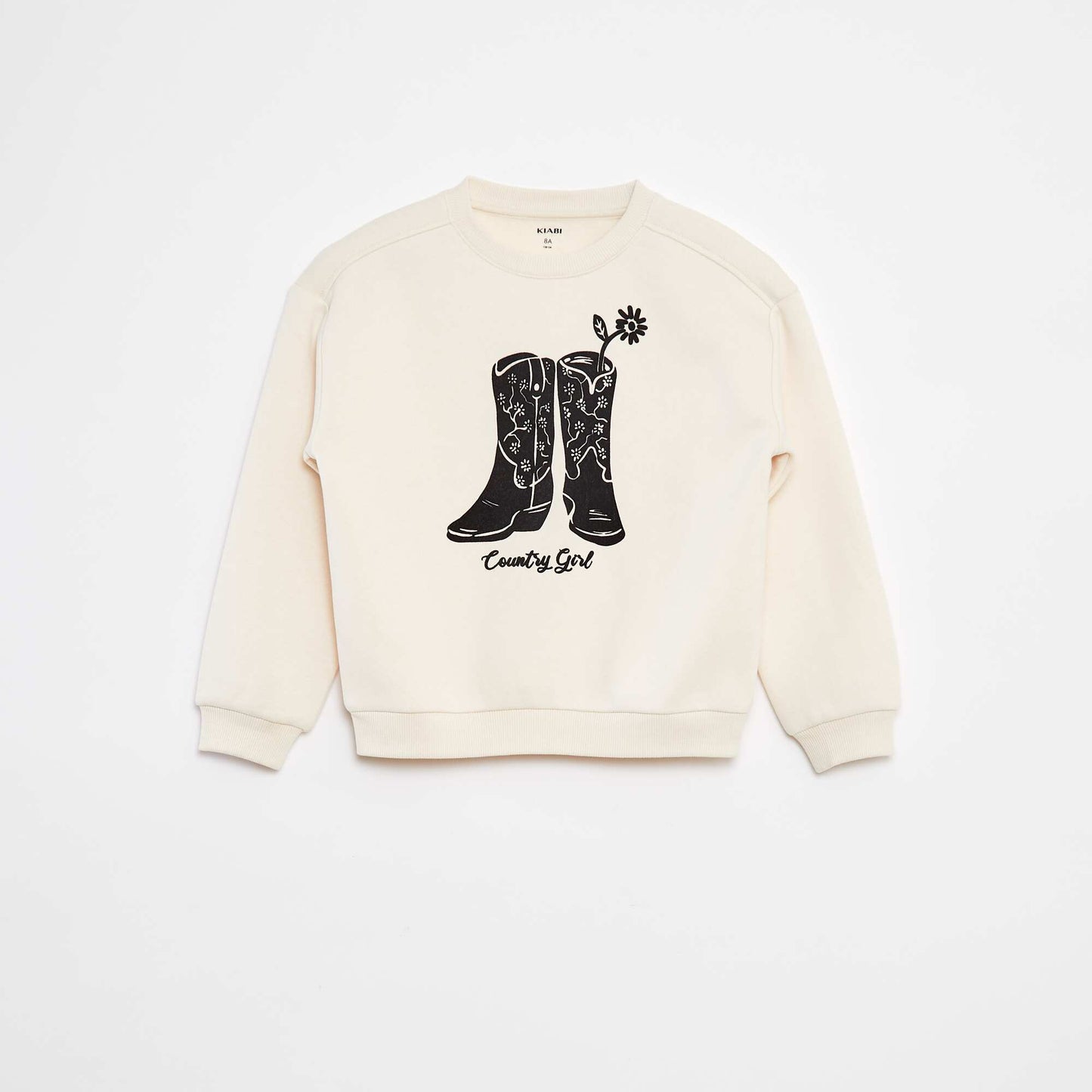 Sweat en molleton avec broderie et franges sur les manches BLANC
