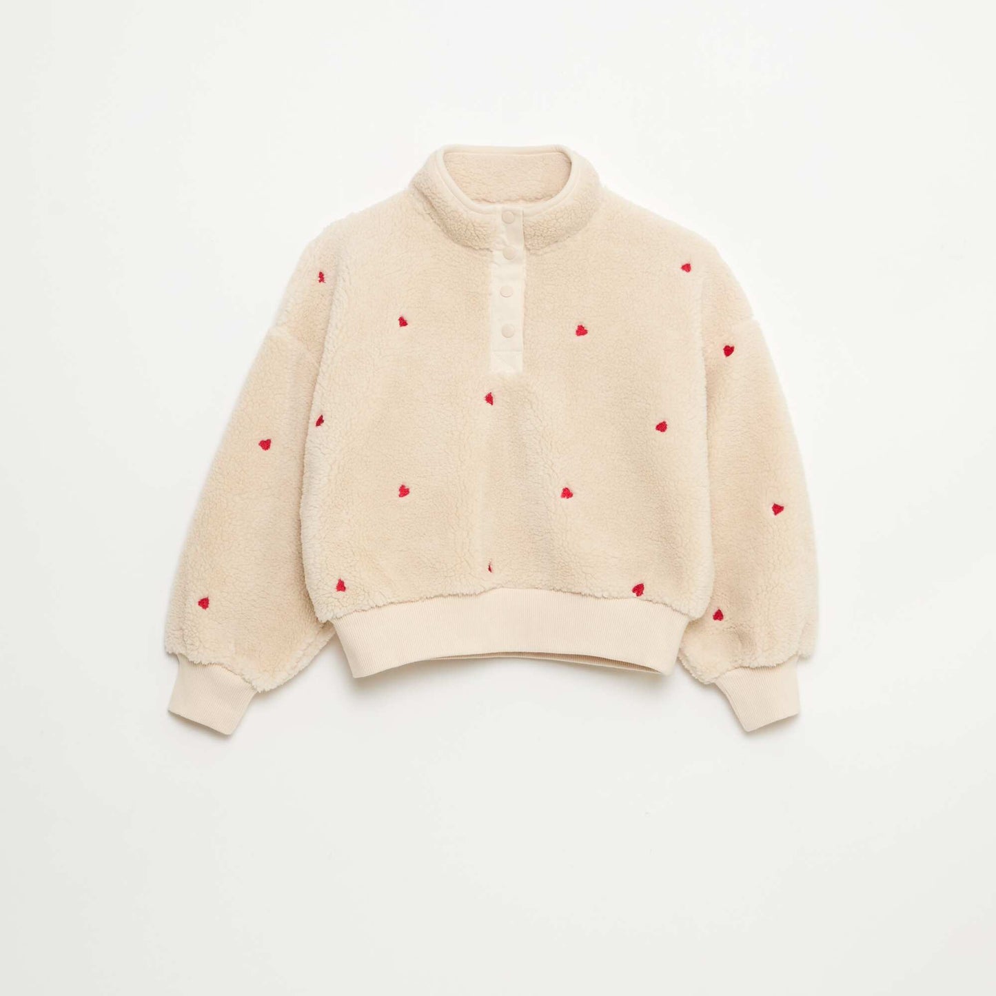 Sweat effet mouton avec broderie BEIGE