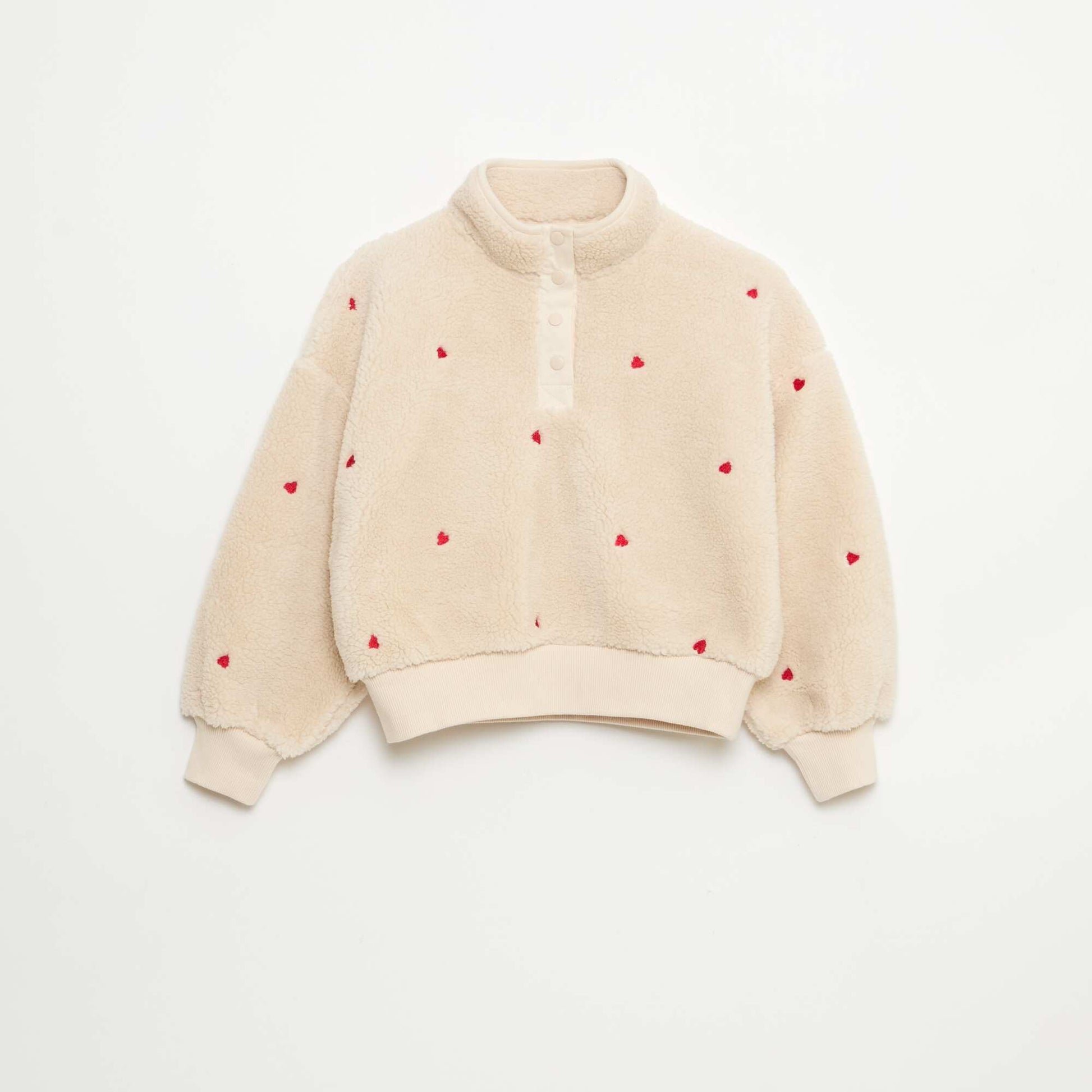 Sweat effet mouton avec broderie BEIGE