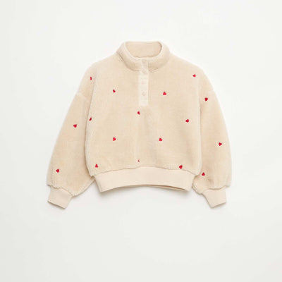 Sweat effet mouton avec broderie BEIGE