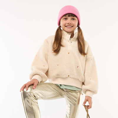 Sweat effet mouton avec broderie BEIGE