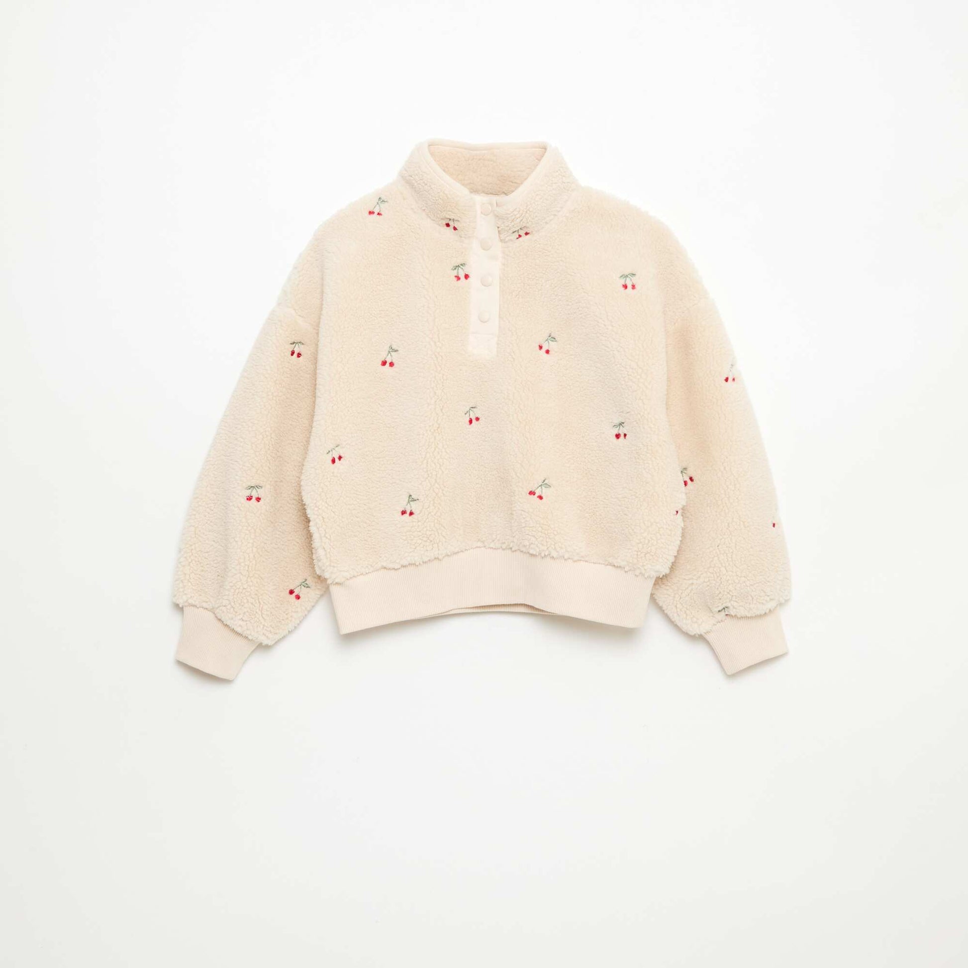 Sweat effet mouton avec broderie BEIGE