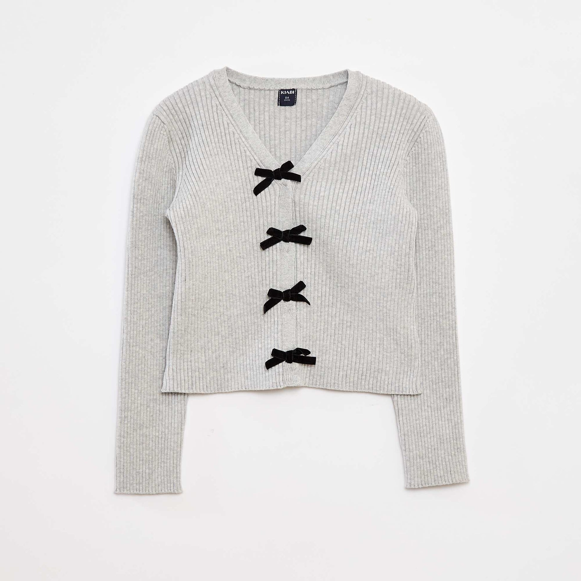Gilet côtelé avec nœuds en velours GRIS