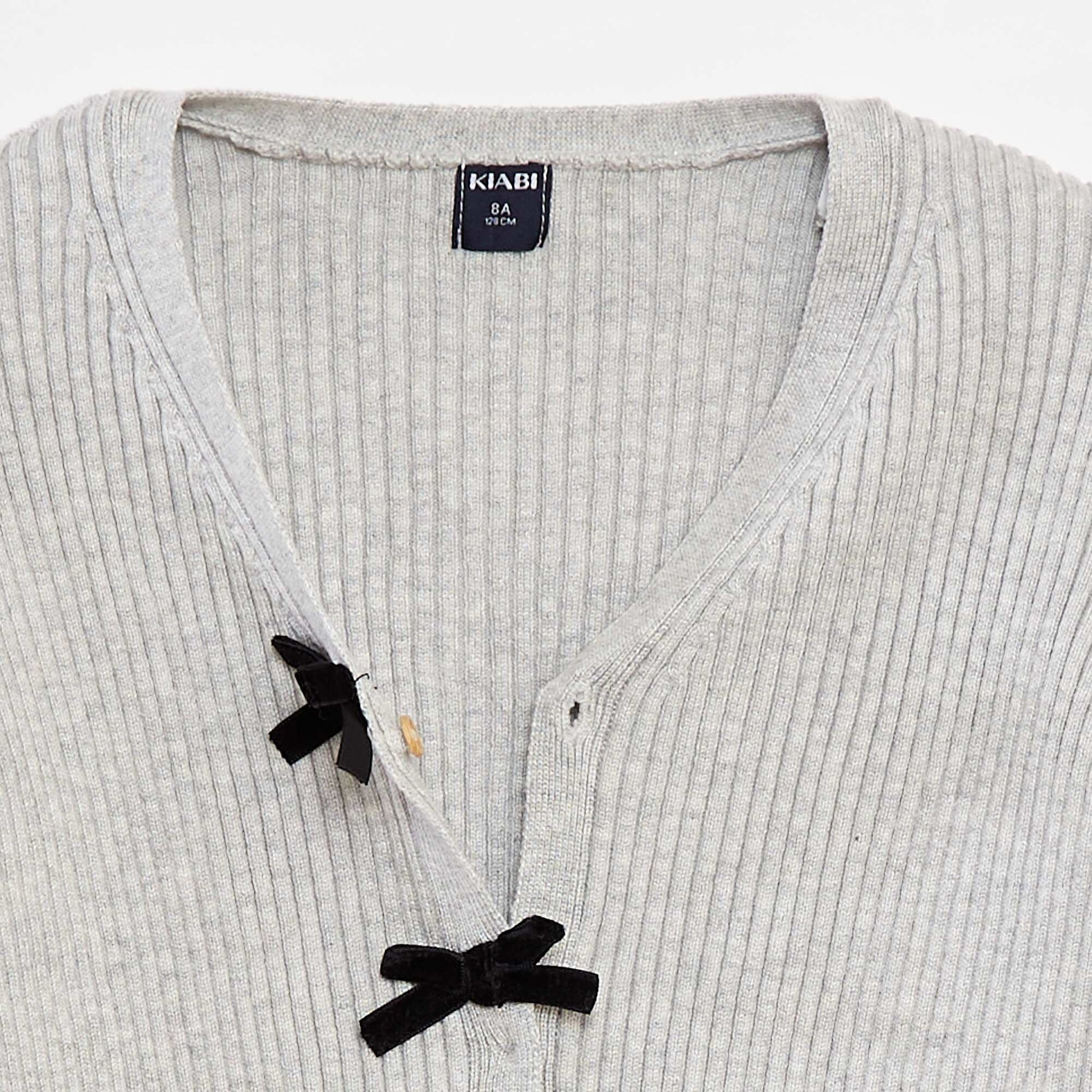 Gilet côtelé avec nœuds en velours GRIS