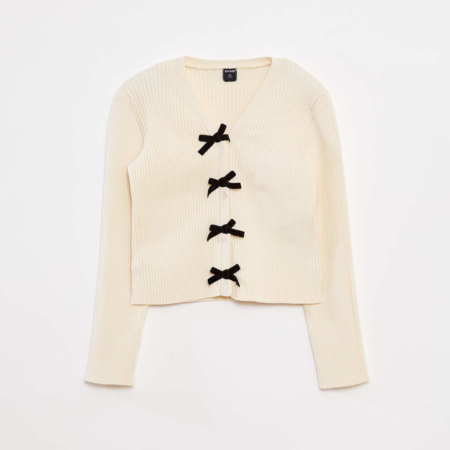 Gilet côtelé avec nœuds en velours BLANC