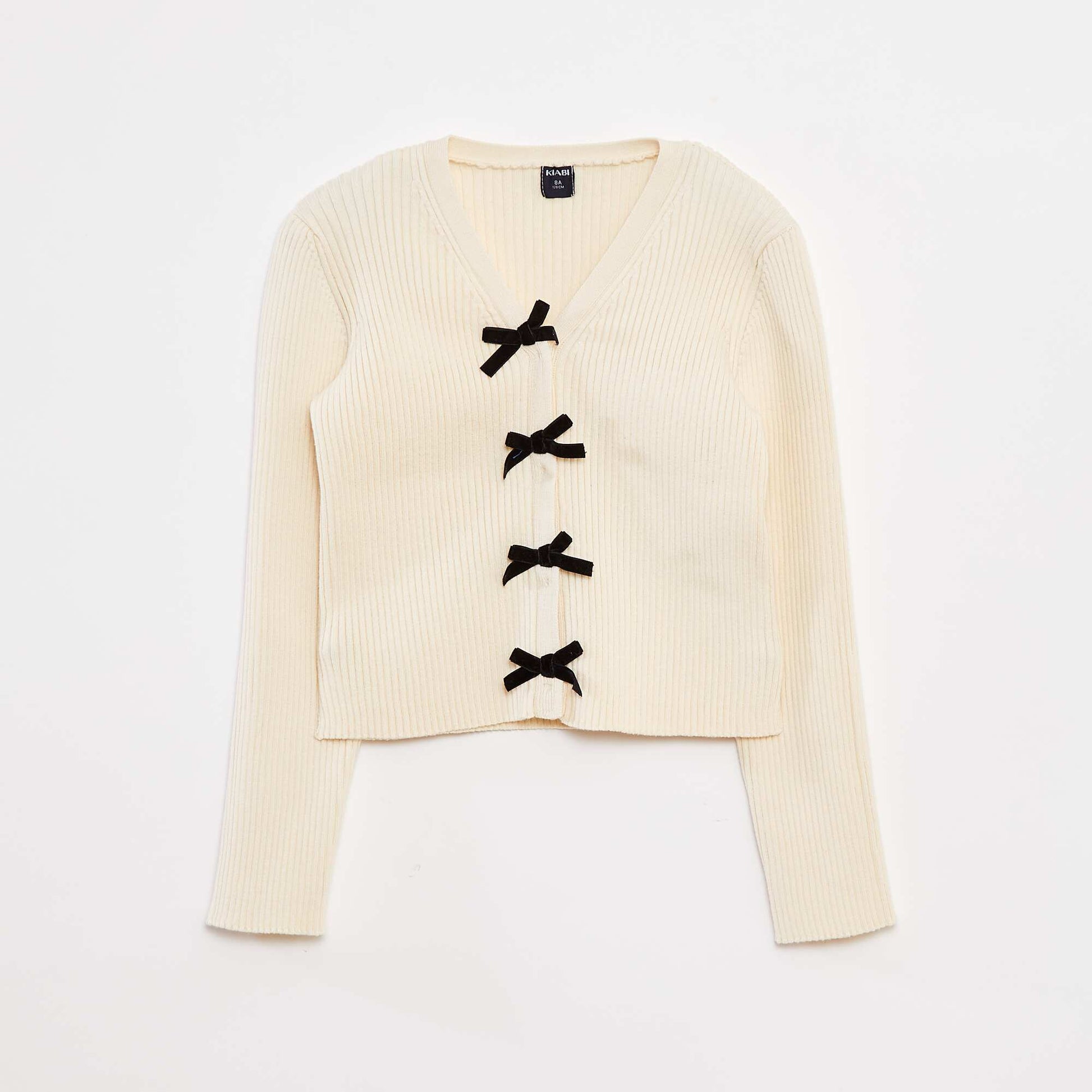 Gilet côtelé avec nœuds en velours BLANC