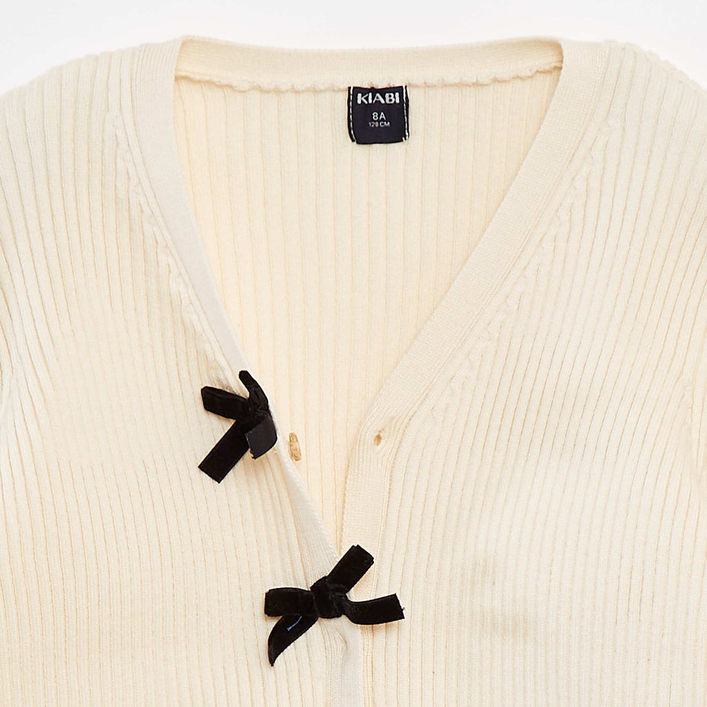 Gilet côtelé avec nœuds en velours BLANC