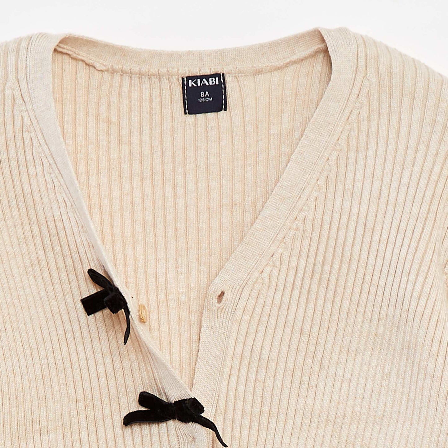 Gilet côtelé avec nœuds en velours BEIGE