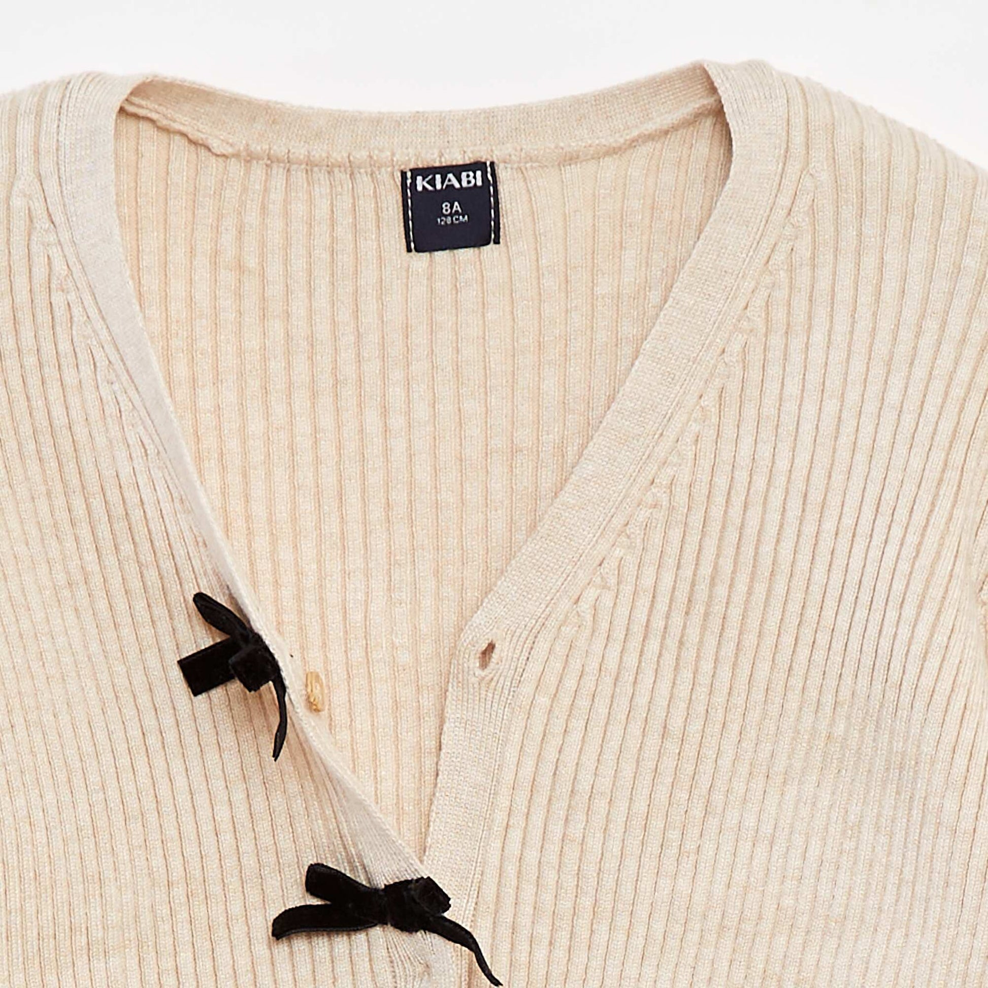 Gilet côtelé avec nœuds en velours BEIGE