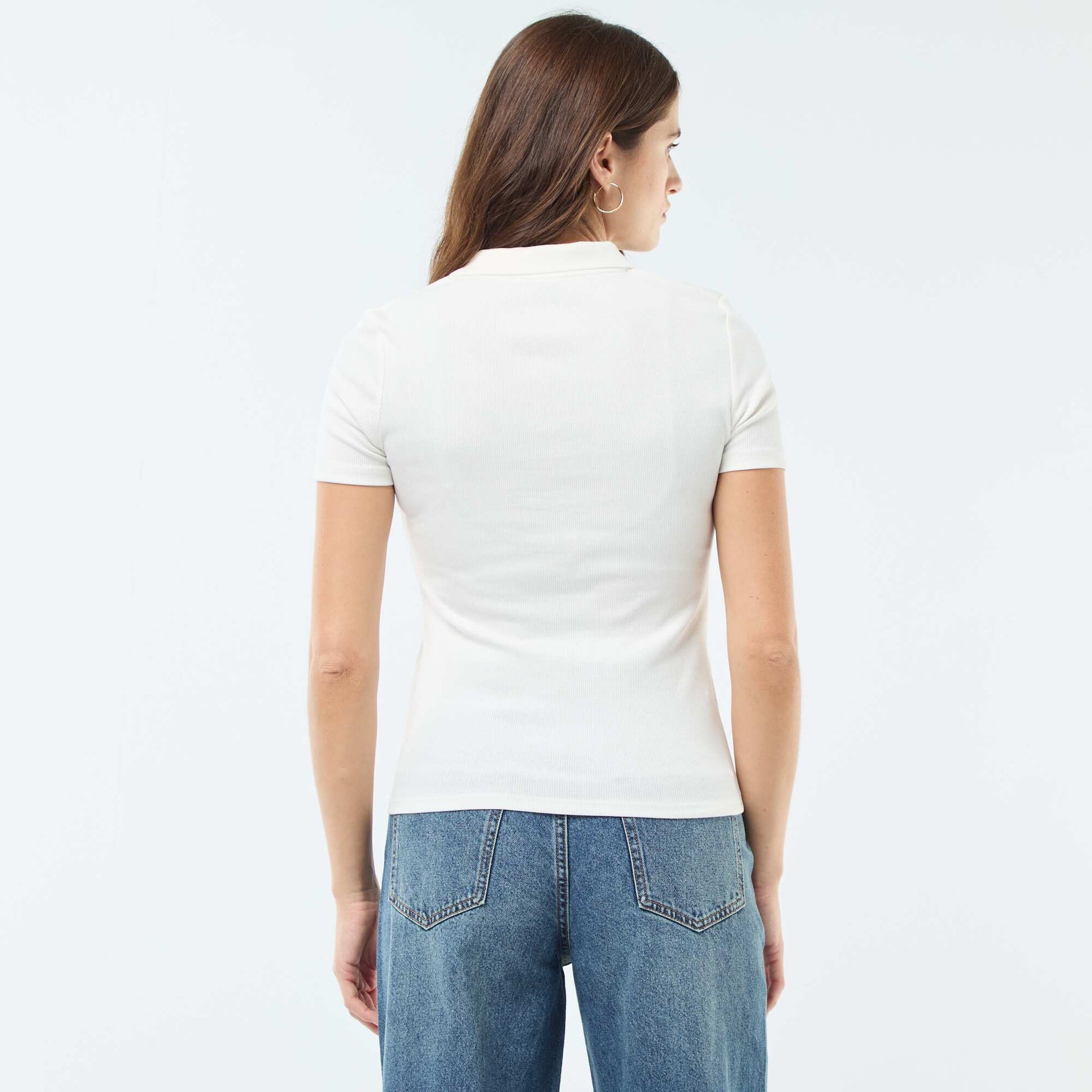 Polo en côte de coton uni BEIGE