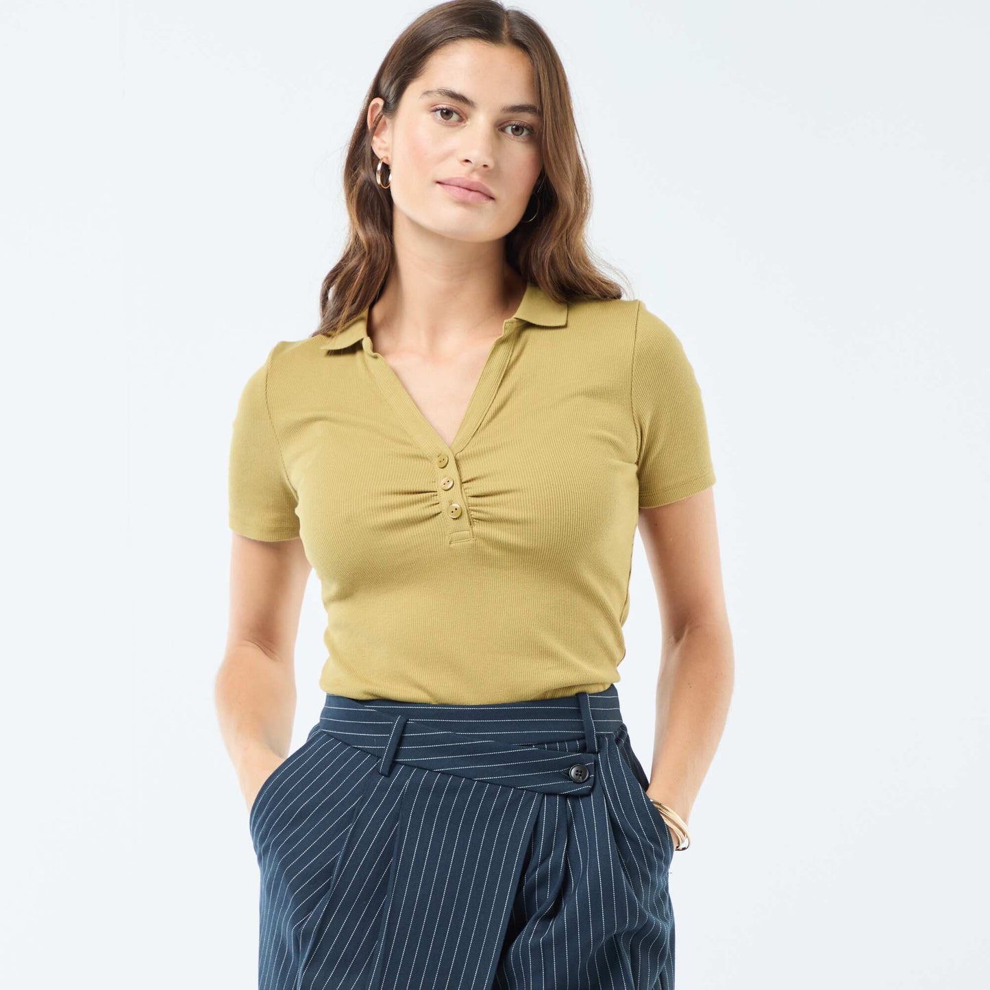 Polo en côte de coton uni VERT