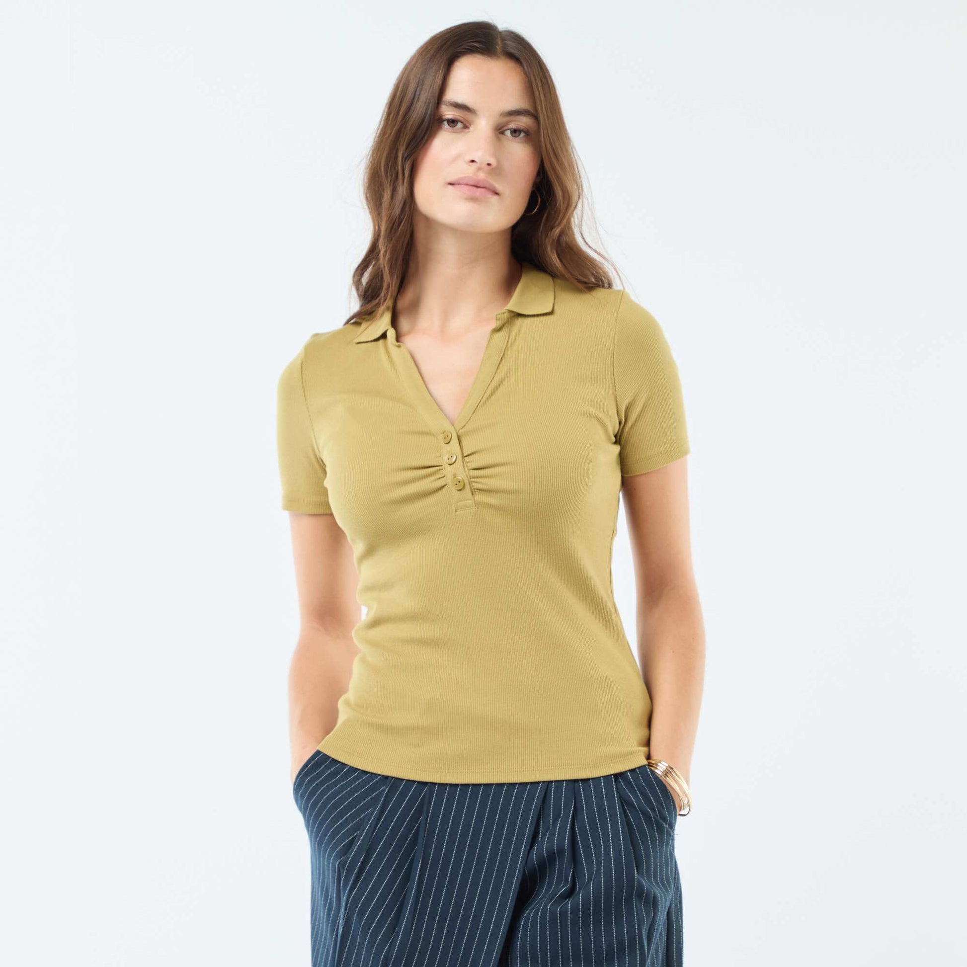 Polo en côte de coton uni VERT