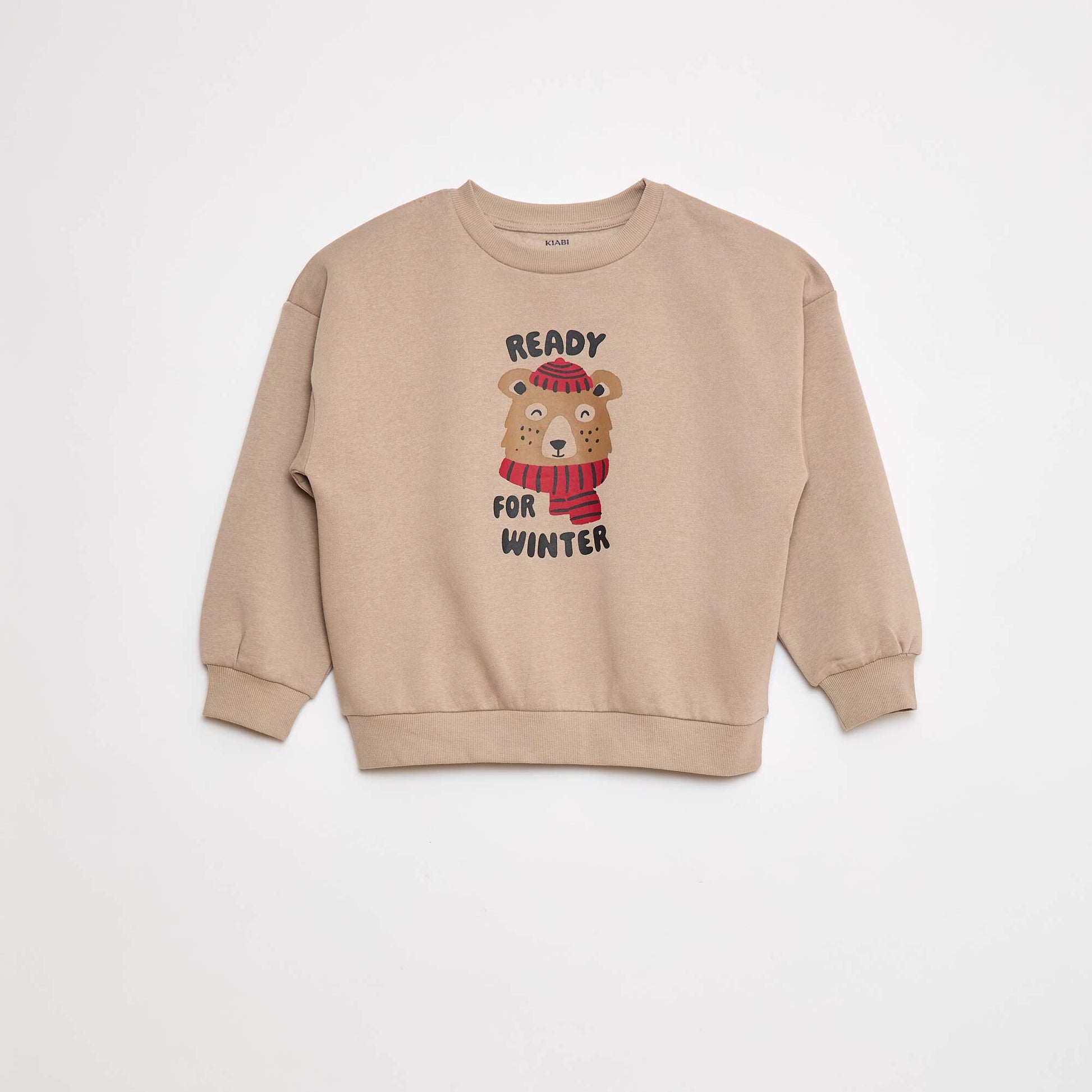 Lot de 2 sweats à col rond en molleton gratté BEIGE