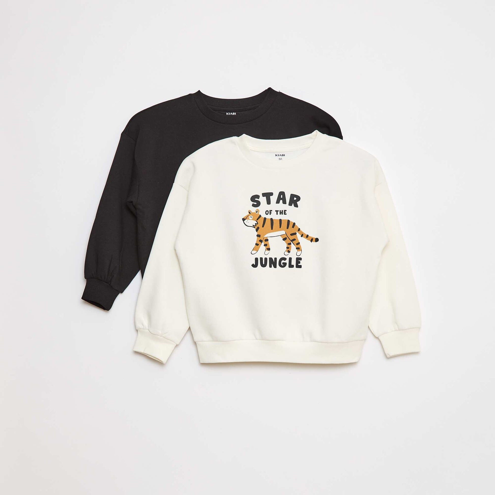 Lot de 2 sweats à col rond en molleton gratté BLANC