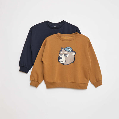 Lot de 2 sweats à col rond en molleton gratté JAUNE