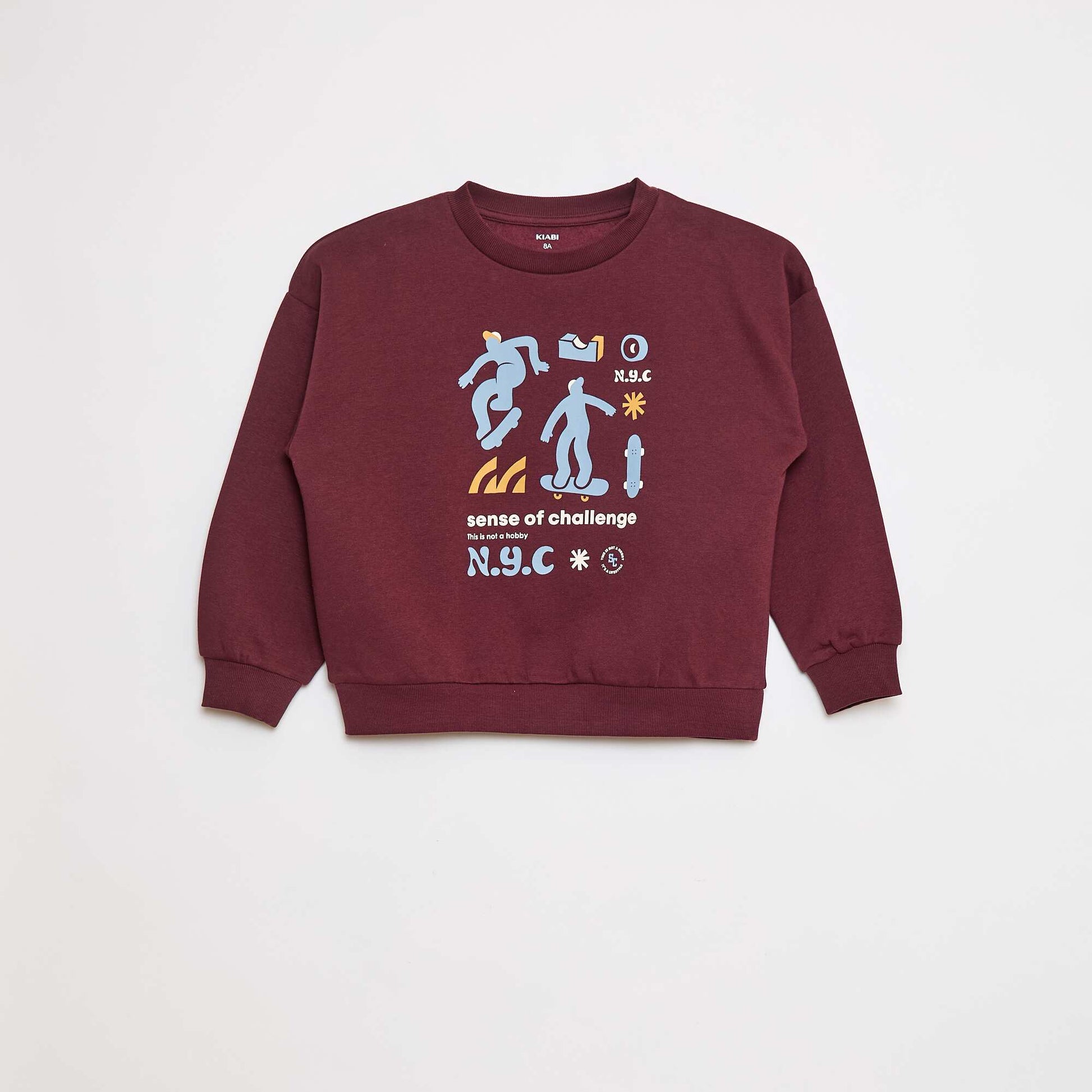 Lot de 2 sweats à col rond en molleton gratté BORDEAUX