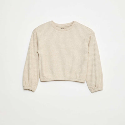 T-shirt col rond BEIGE