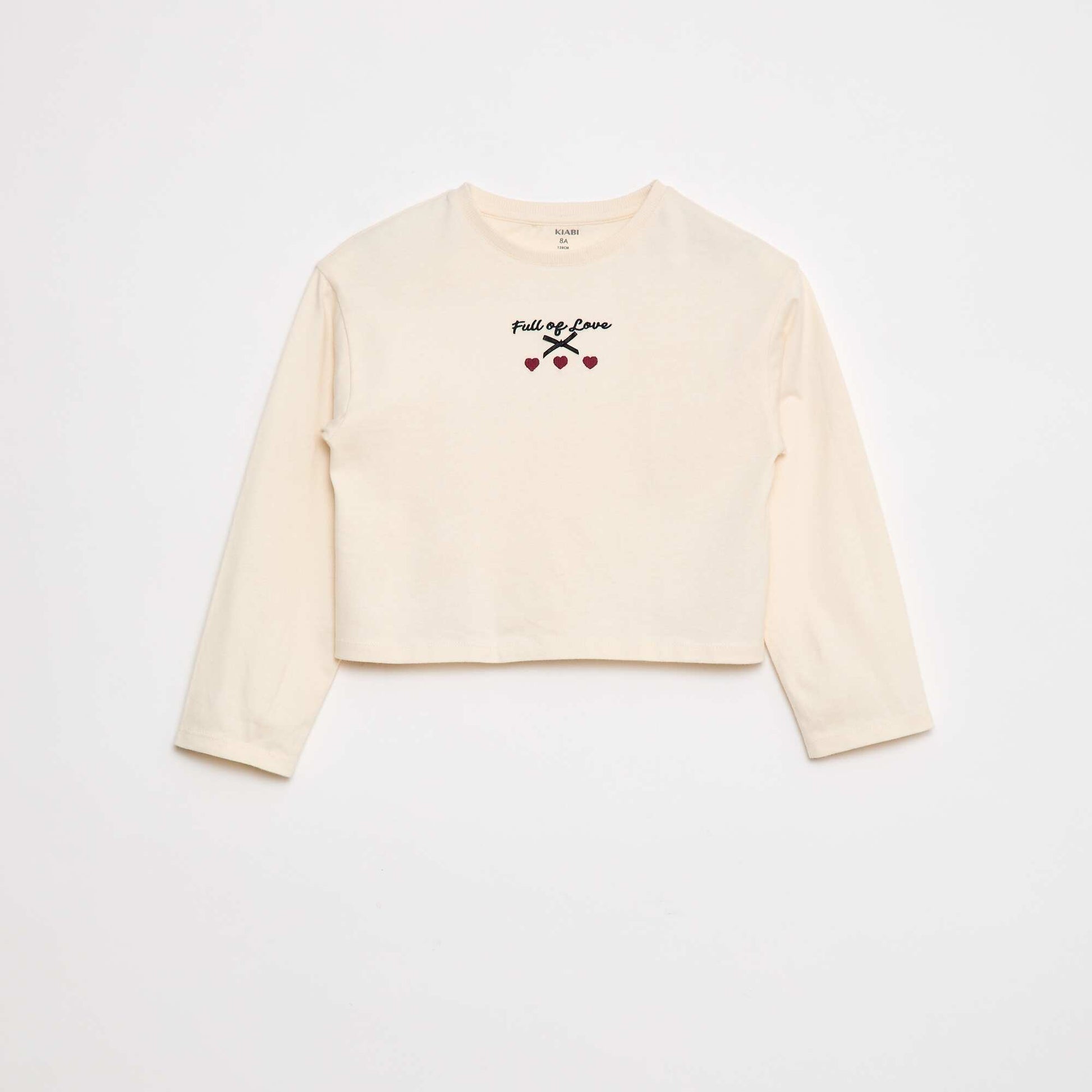 T-shirt à manches longues brodé BEIGE