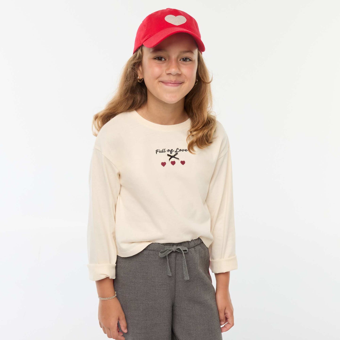 T-shirt à manches longues brodé BEIGE