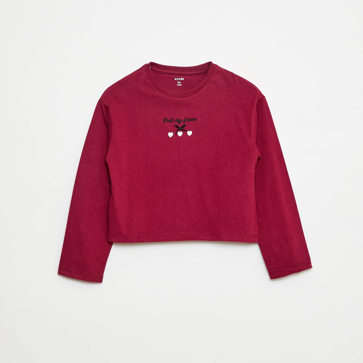 T-shirt à manches longues brodé ROUGE