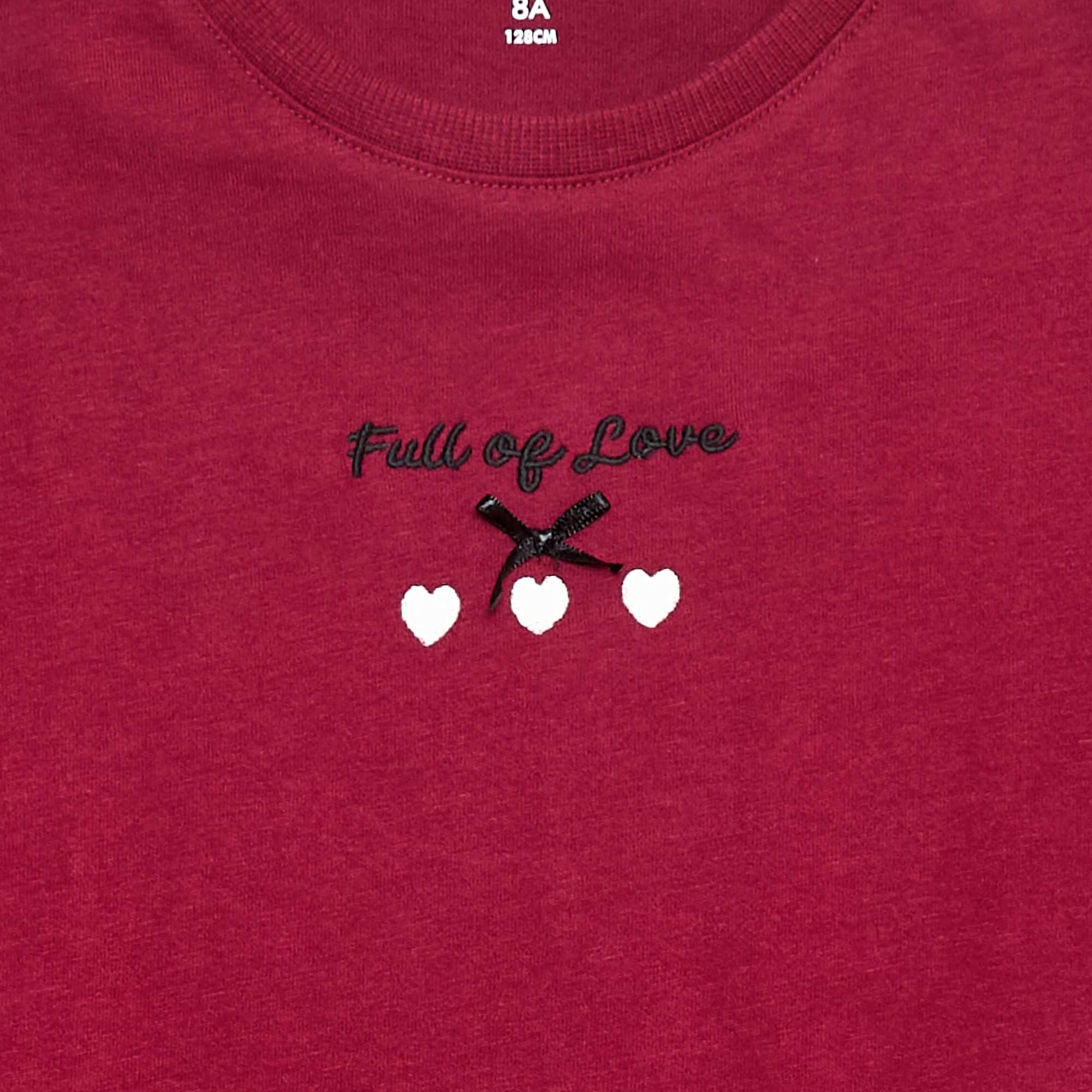 T-shirt à manches longues brodé ROUGE
