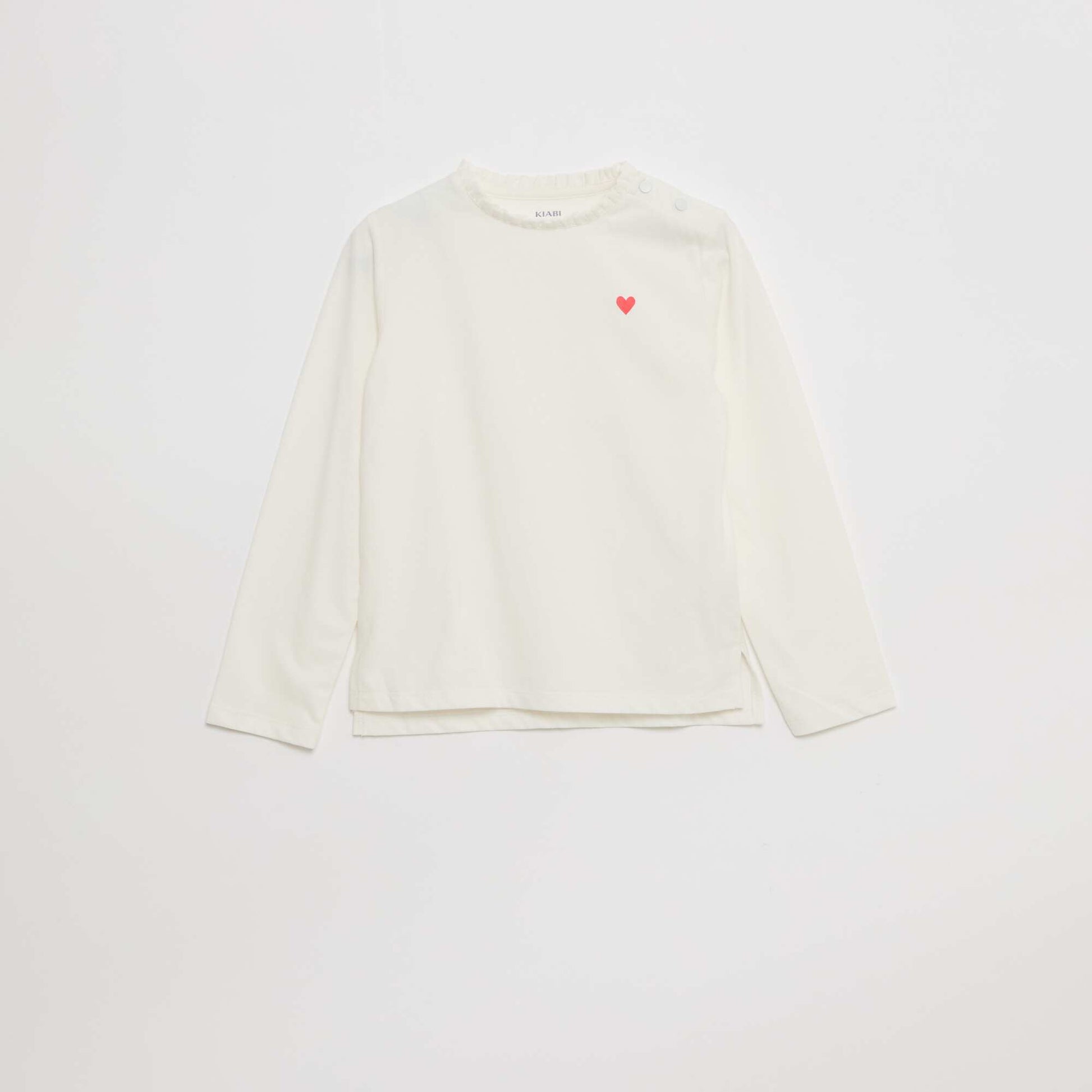 T-shirt avec col rond à froufrous - So Easy BLANC