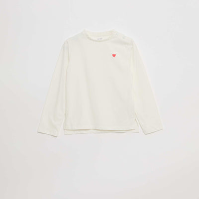 T-shirt avec col rond à froufrous - So Easy BLANC