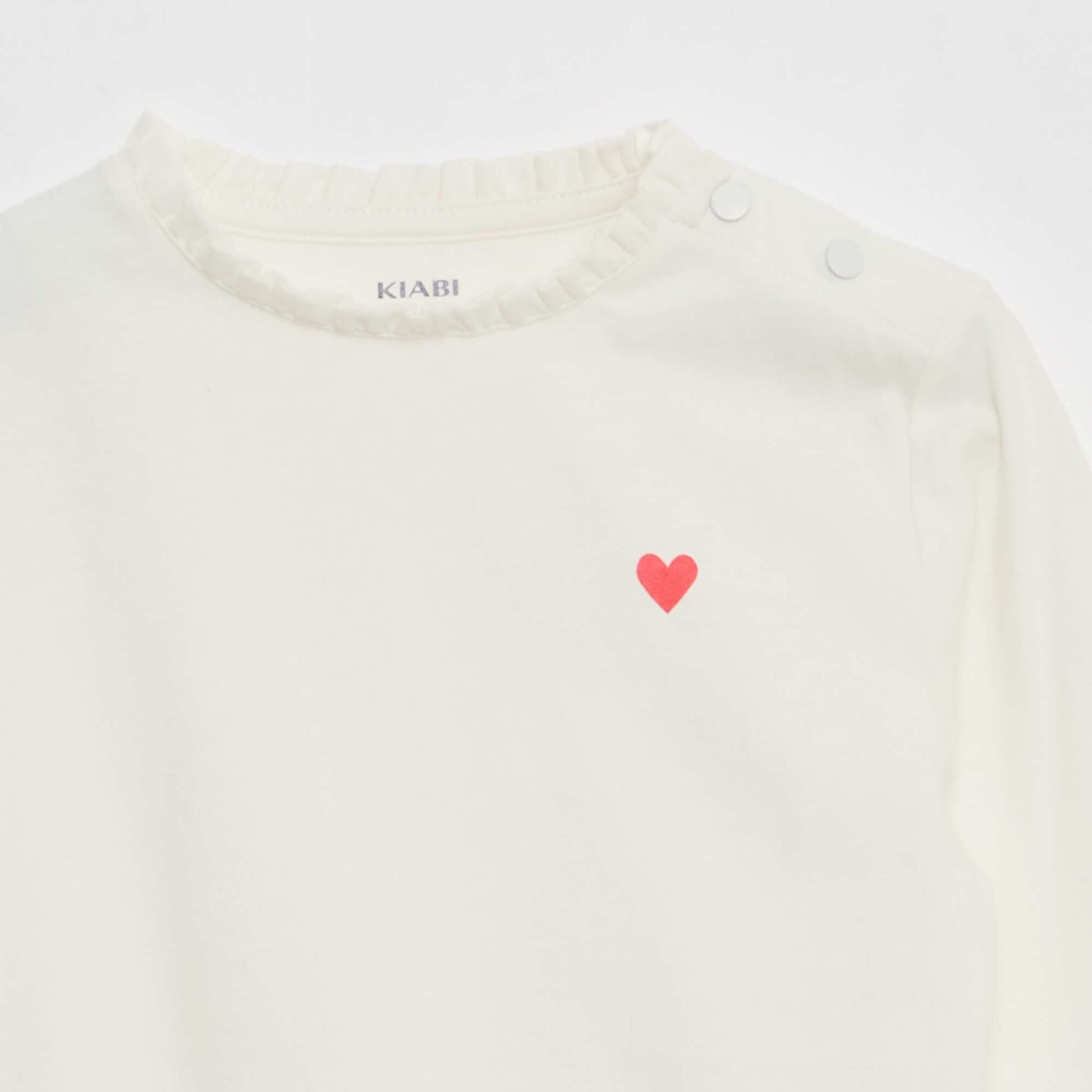 T-shirt avec col rond à froufrous - So Easy BLANC