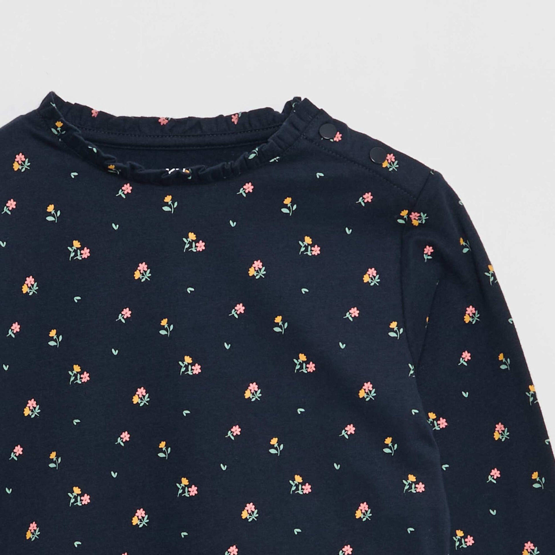 T-shirt avec col rond à froufrous - So Easy BLEU