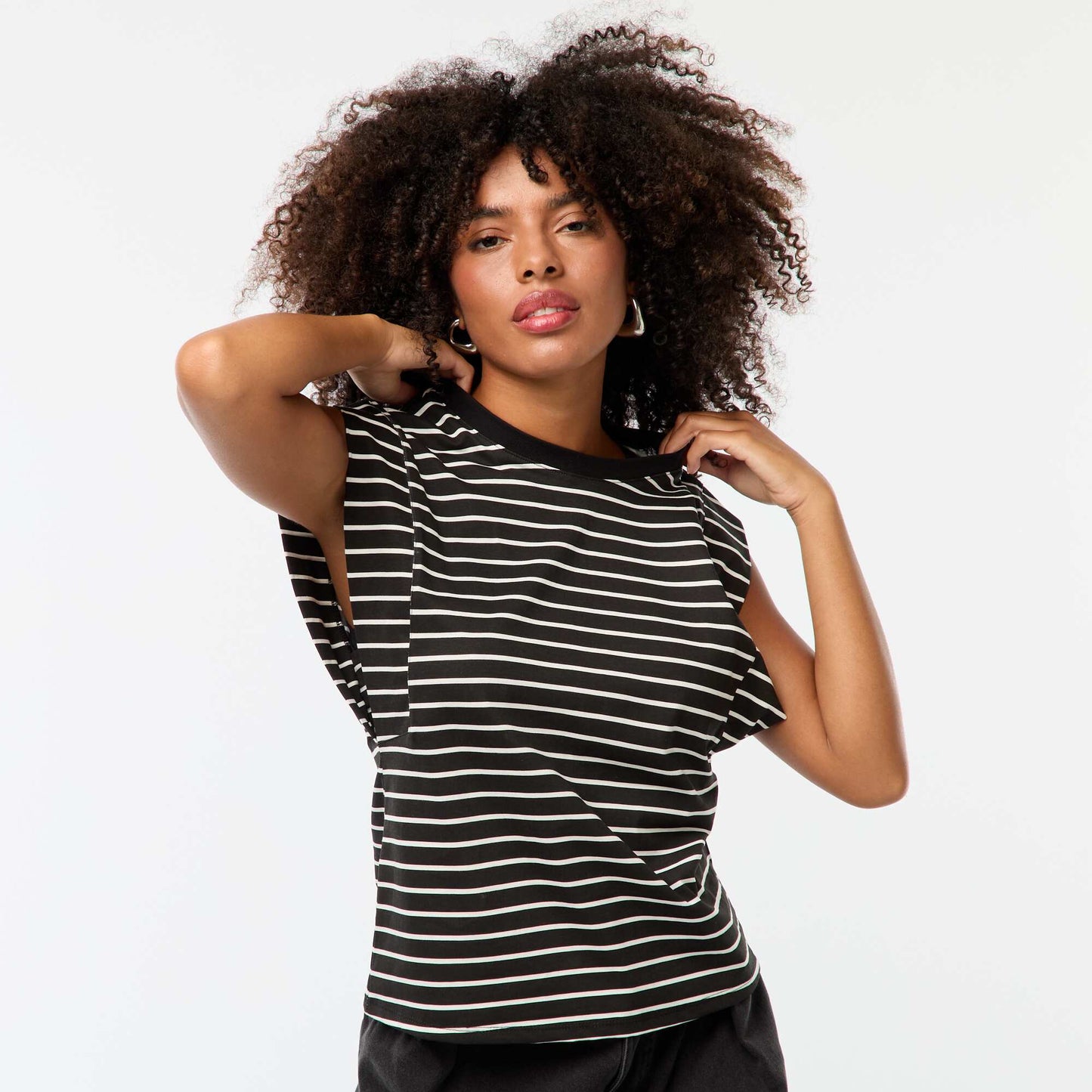 Tee-shirt à emmanchures larges NOIR/BLANC