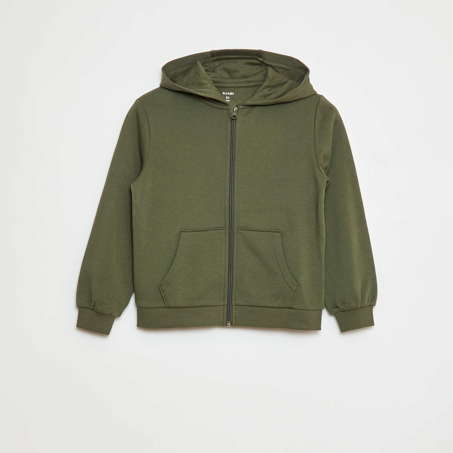 Sweat uni zippé à capuche KAKI