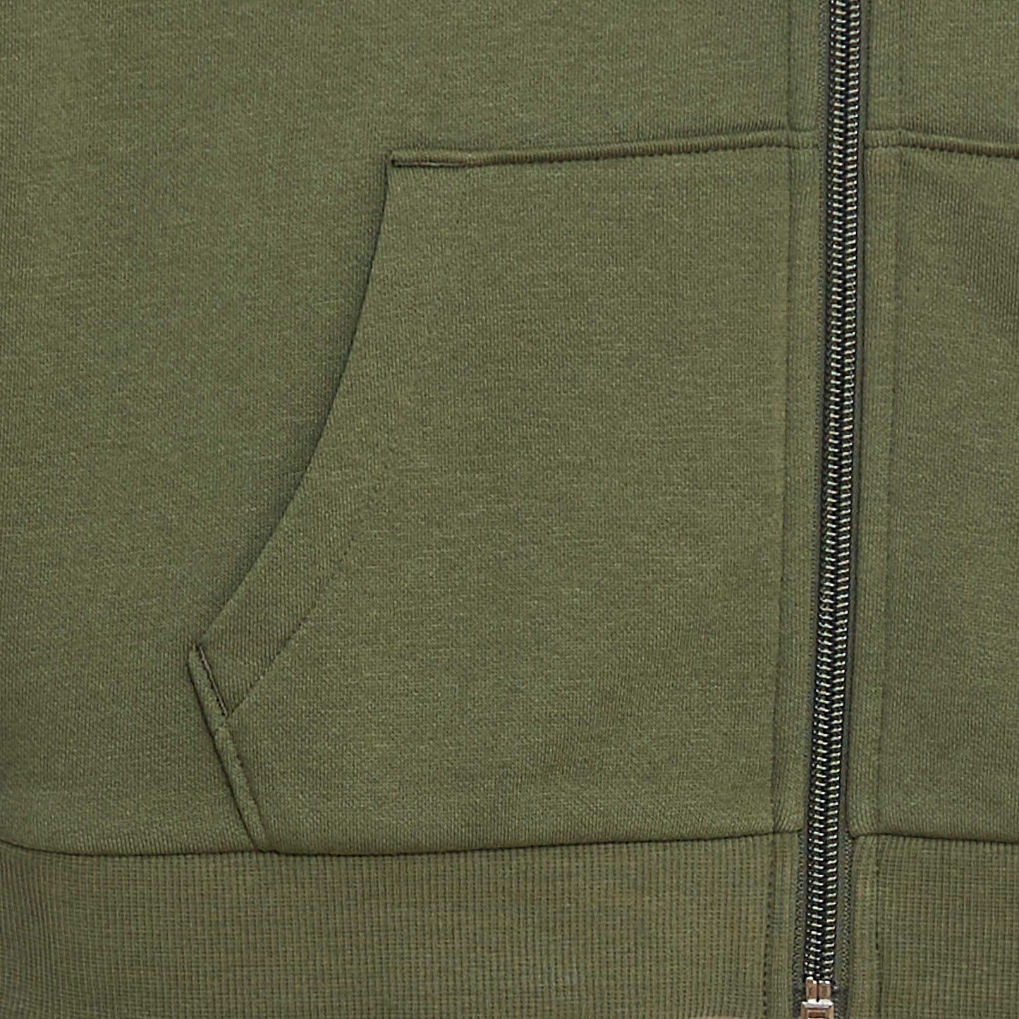 Sweat uni zippé à capuche KAKI
