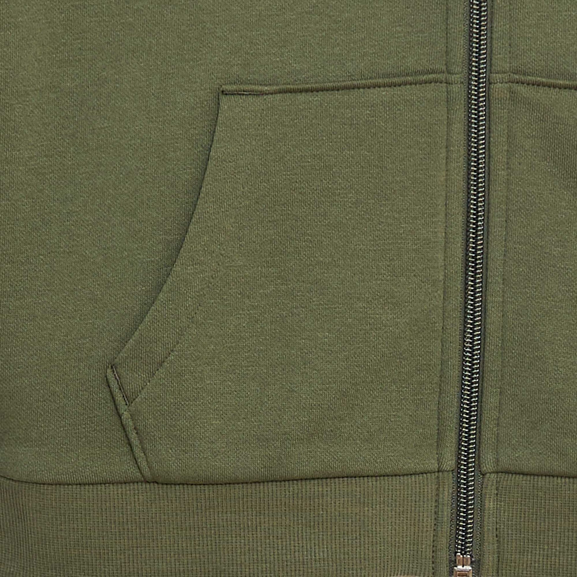 Sweat uni zippé à capuche KAKI
