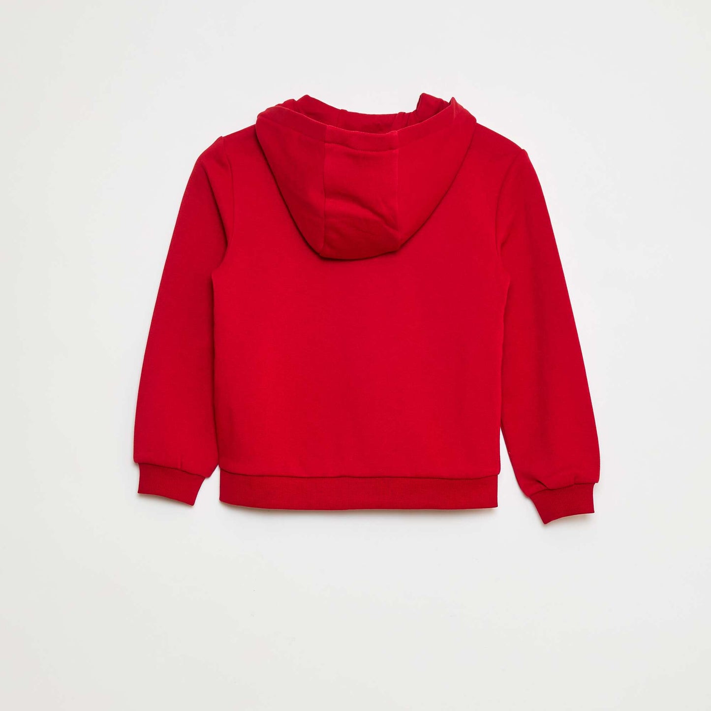 Sweat uni zippé à capuche ROUGE