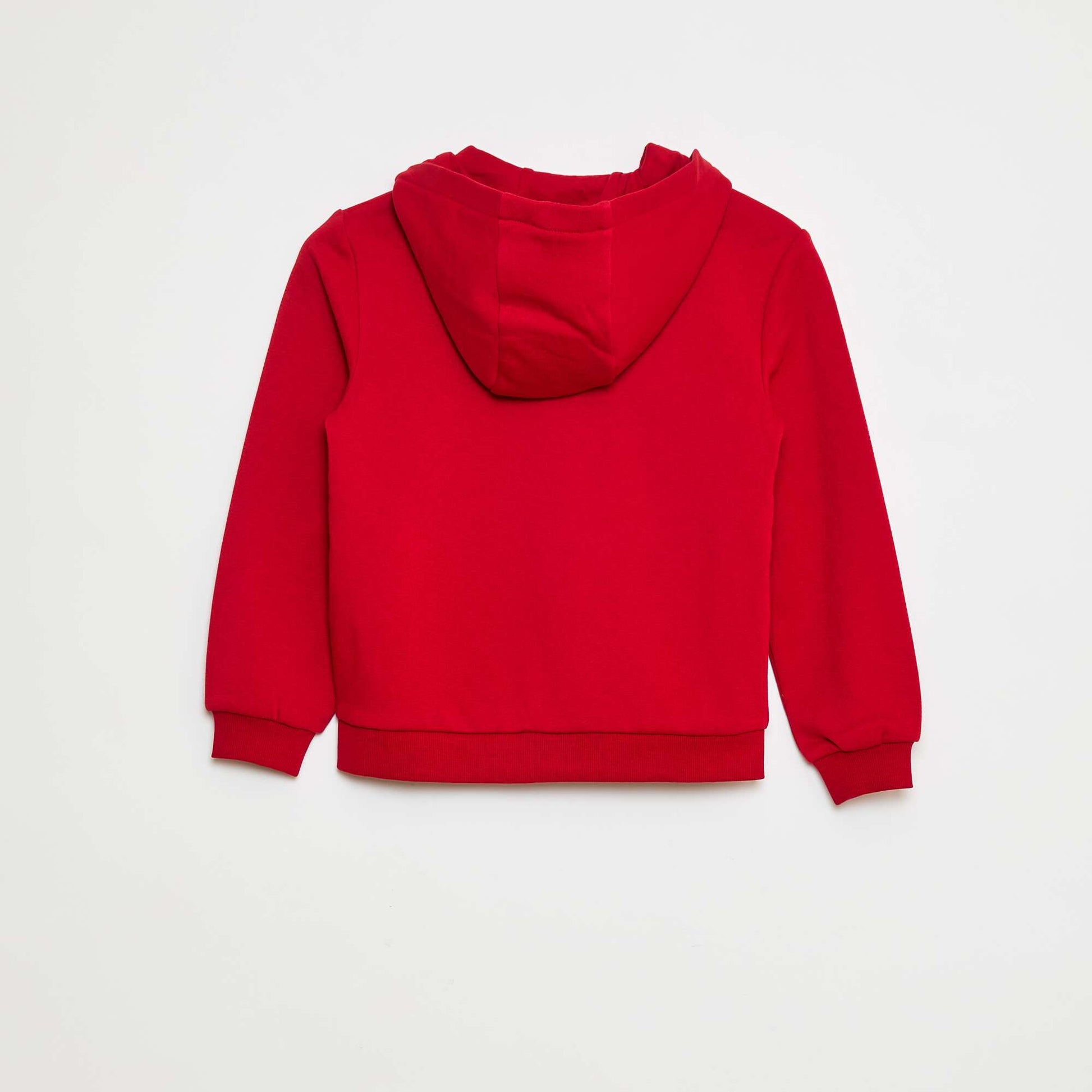 Sweat uni zippé à capuche ROUGE