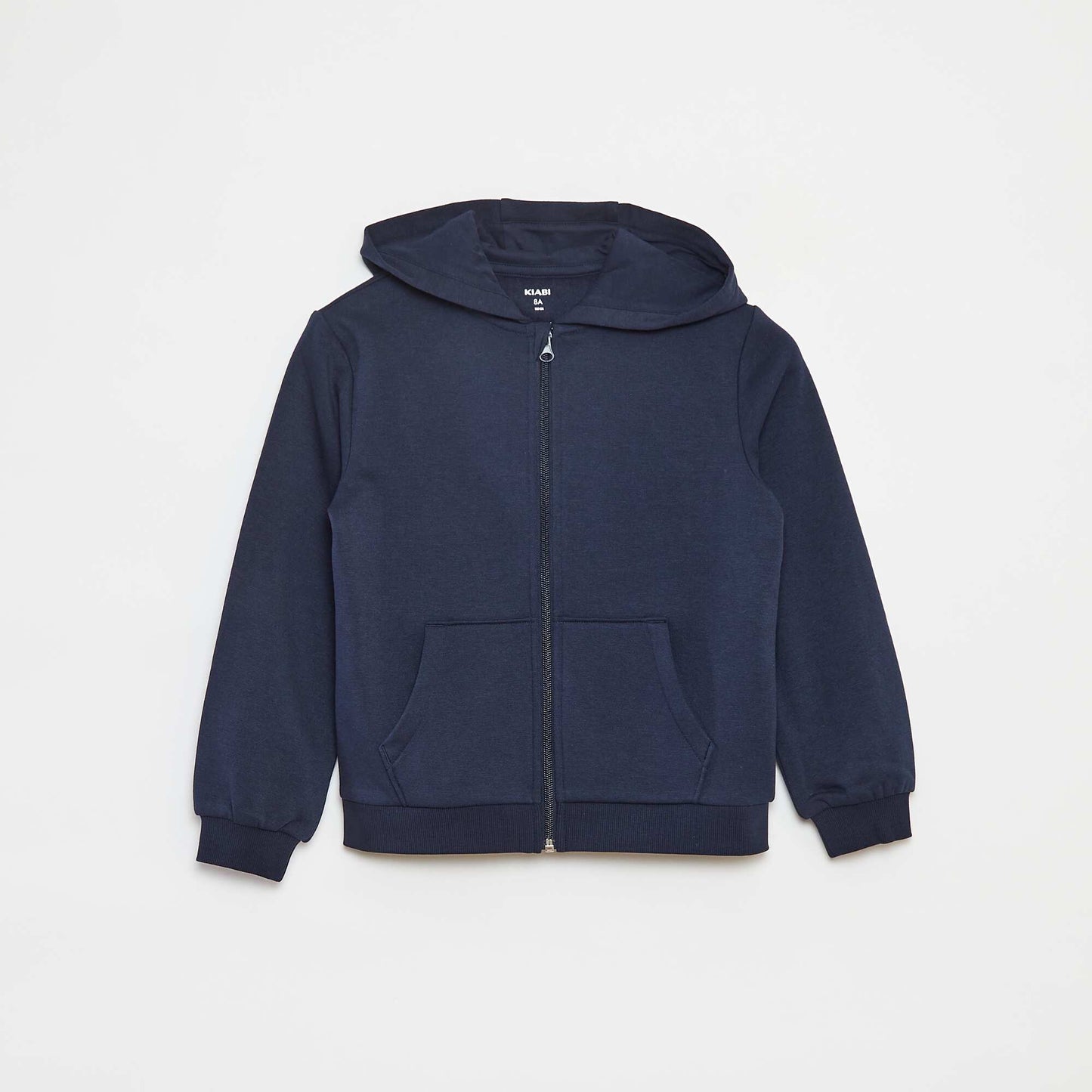 Sweat uni zippé à capuche BLEU
