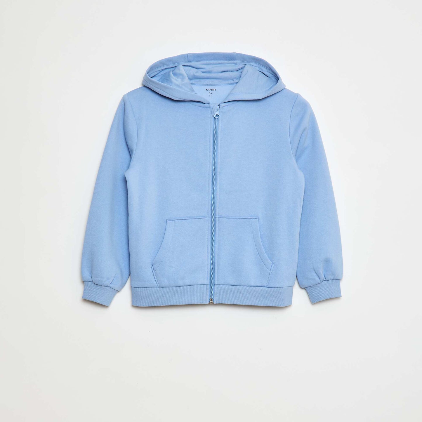 Sweat uni zippé à capuche BLEU