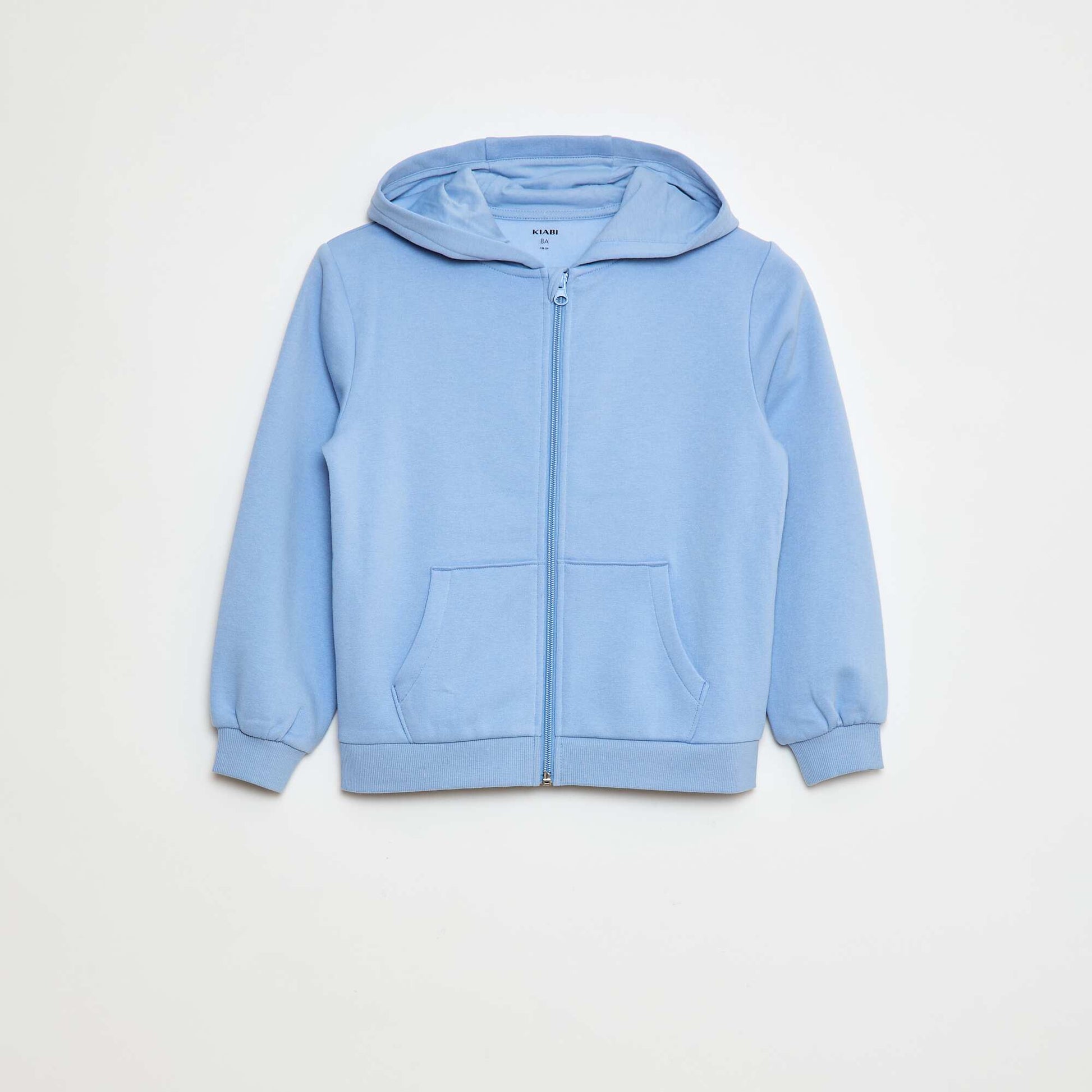 Sweat uni zippé à capuche BLEU