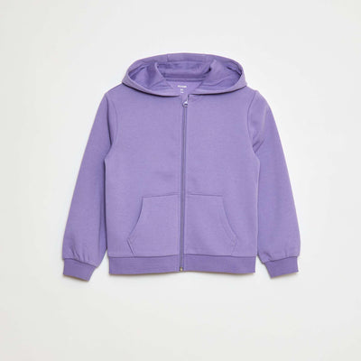 Sweat uni zippé à capuche VIOLET