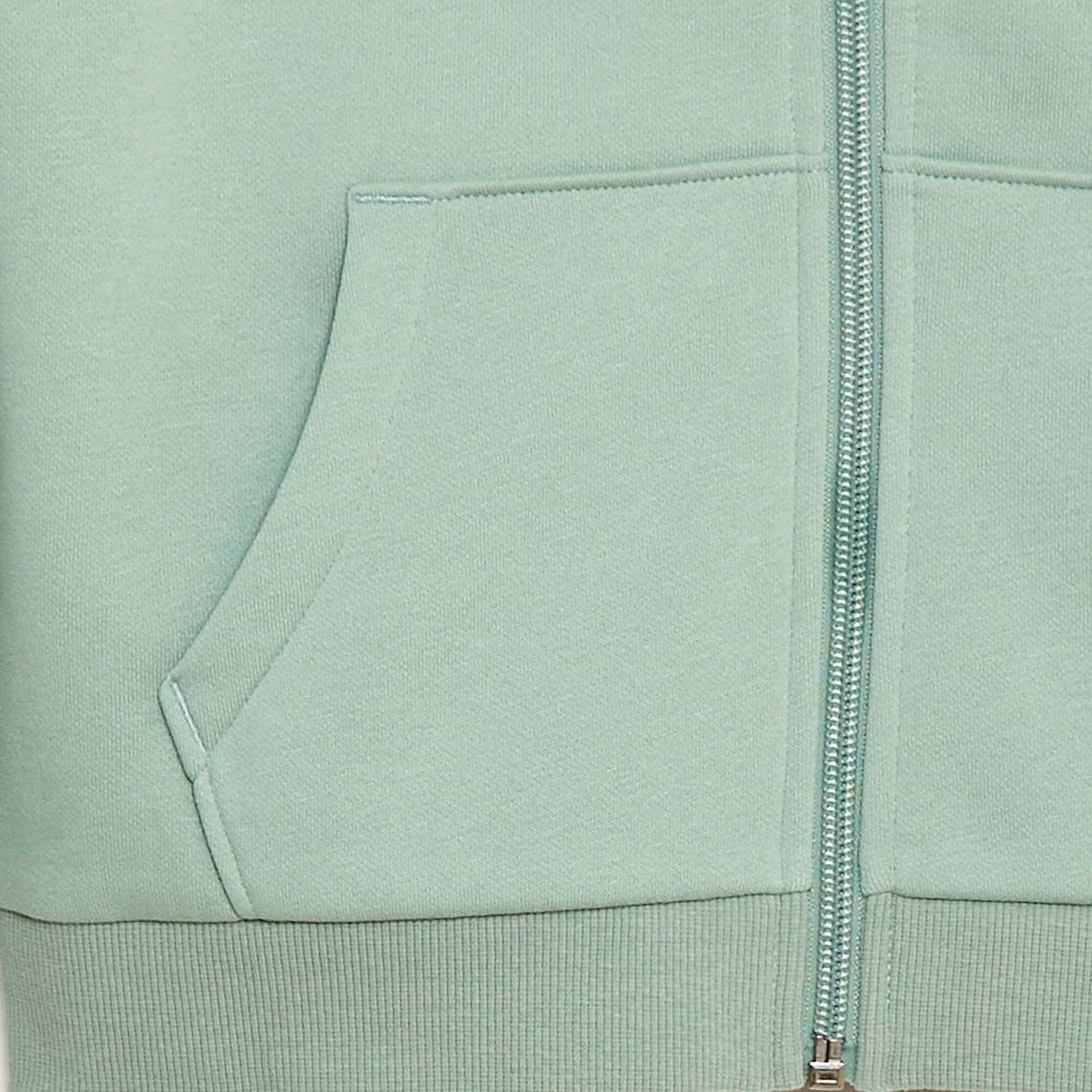 Sweat uni zippé à capuche VERT