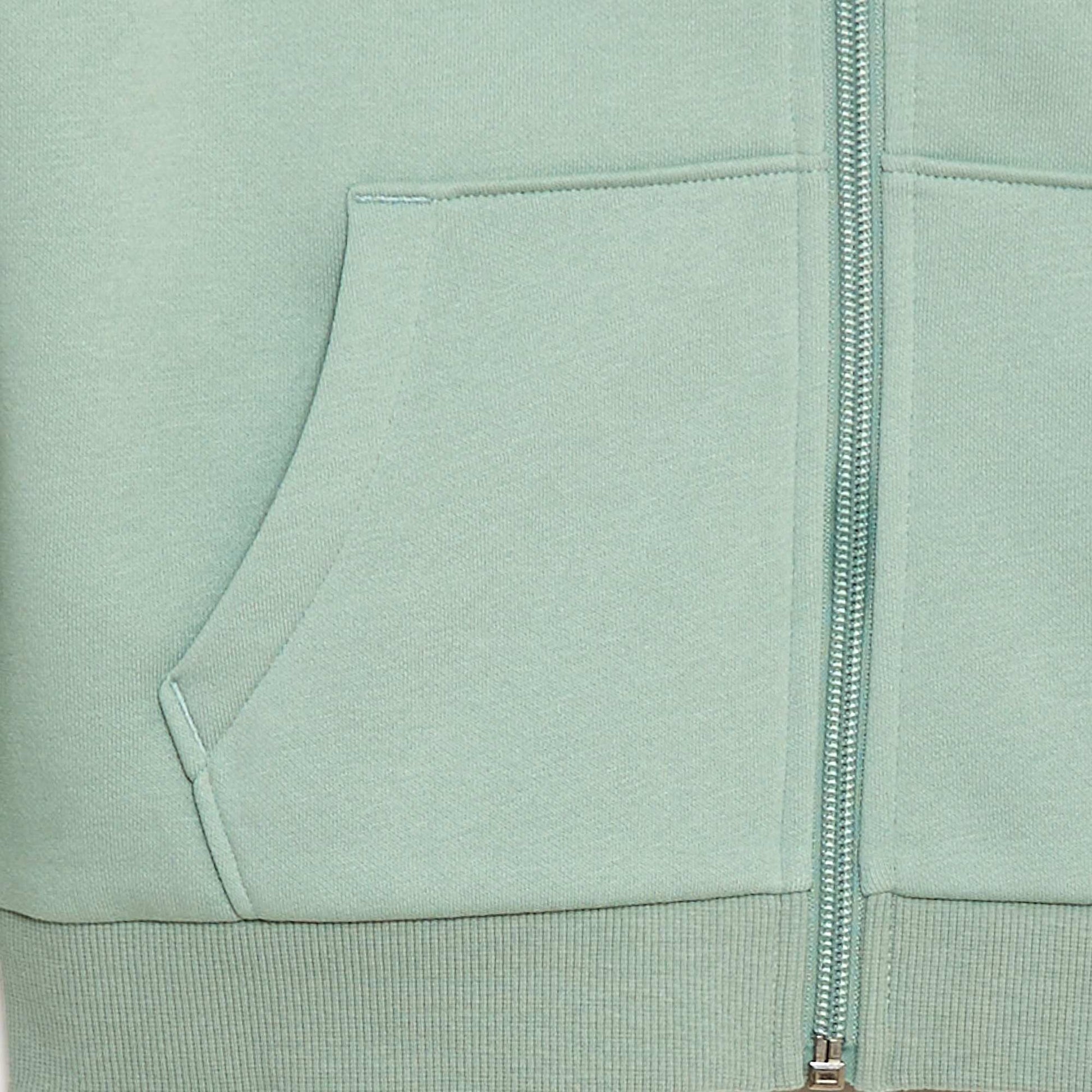 Sweat uni zippé à capuche VERT