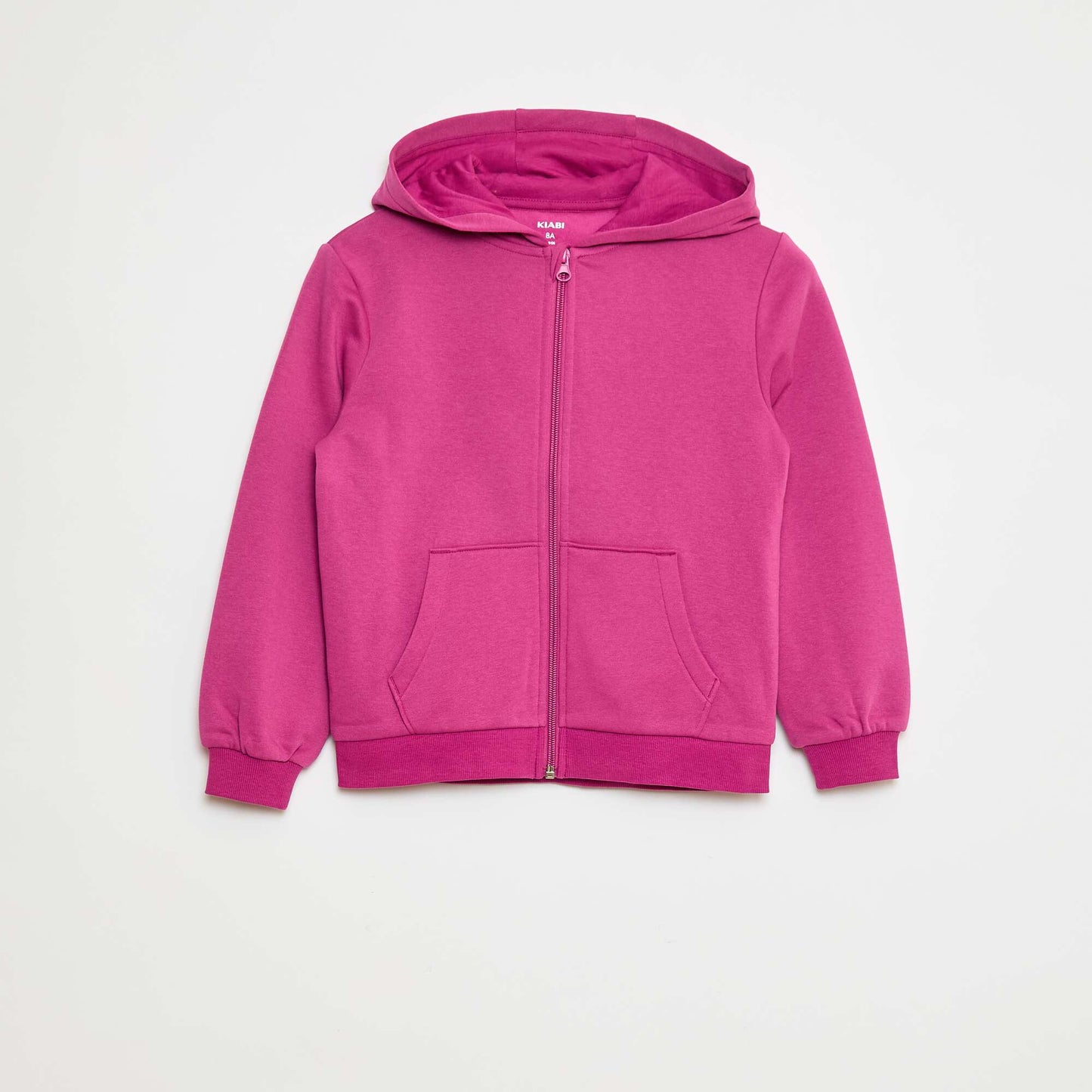 Sweat uni zippé à capuche ROSE